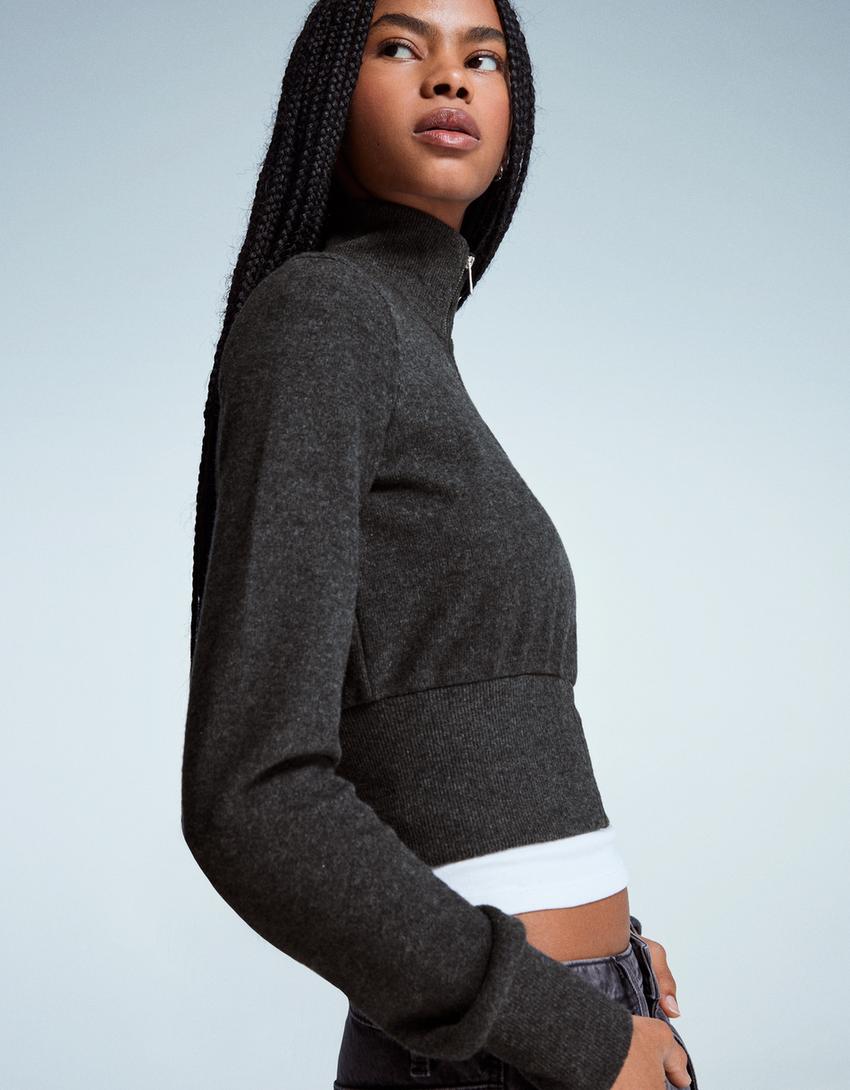 Sudadera cremallera-Gris