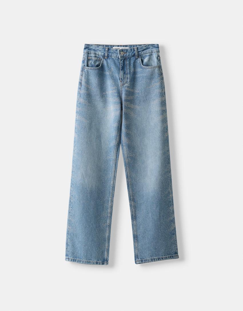 ג'ינס עם שיבוץ אבנים ‘90s-תכלת-4