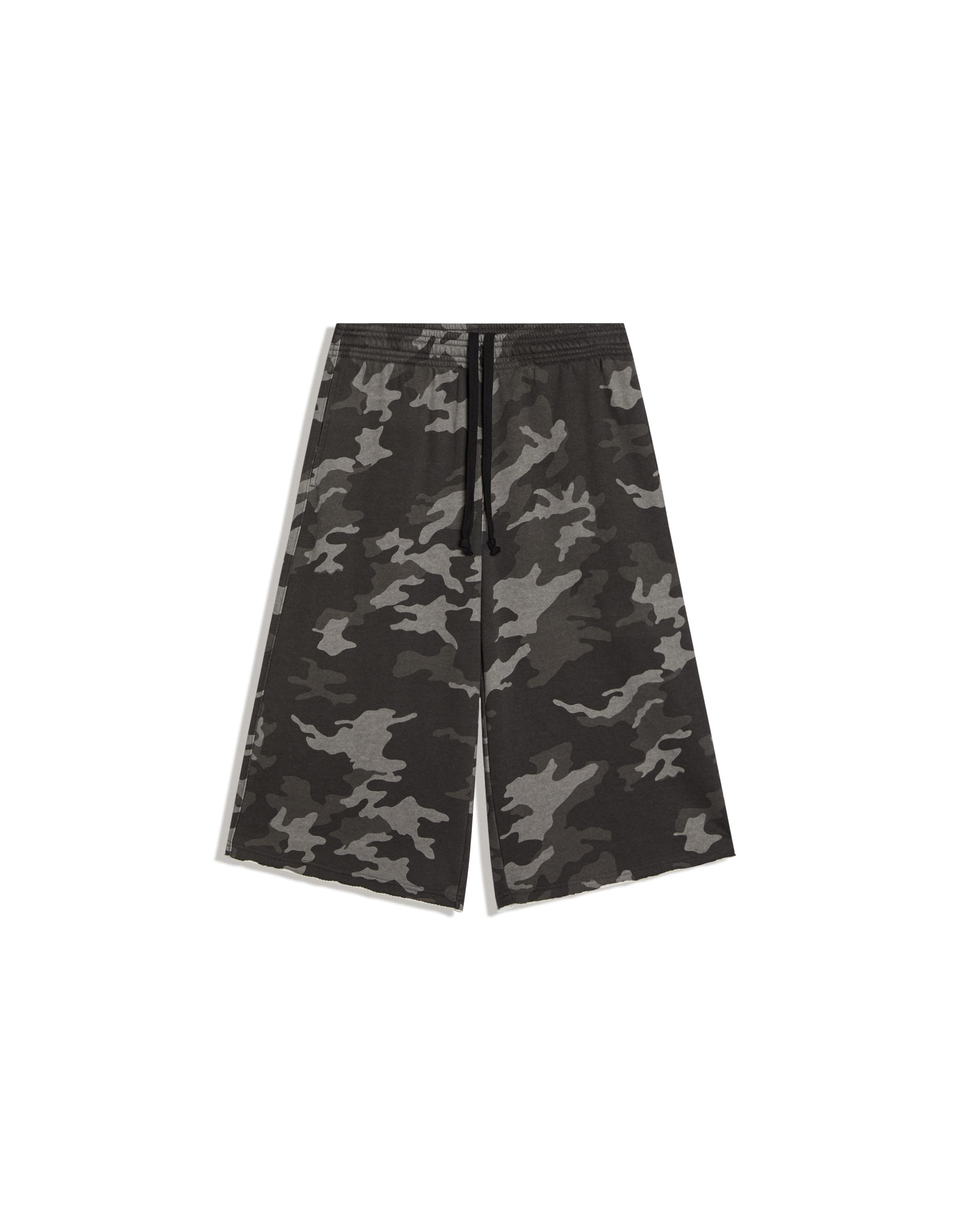 Long plush Bermuda shorts with print — Dark grey (alternate view)