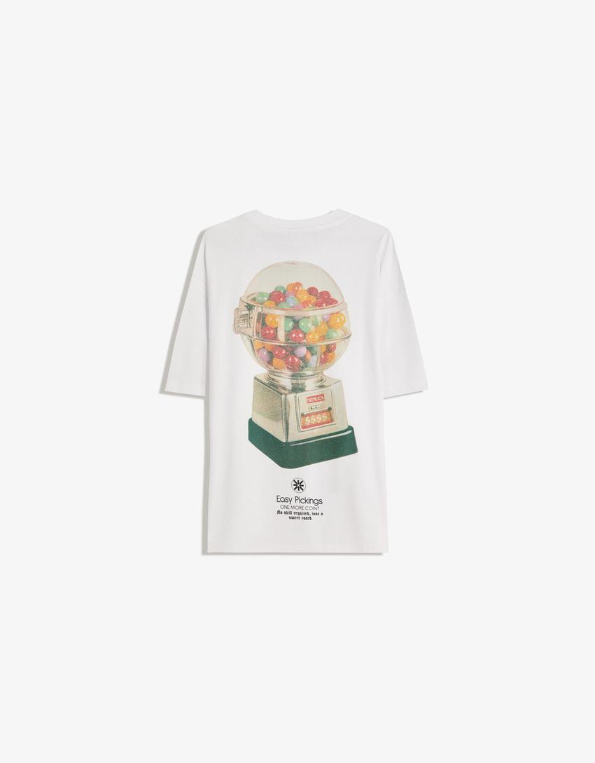 Short sleeve T-shirt with print-White