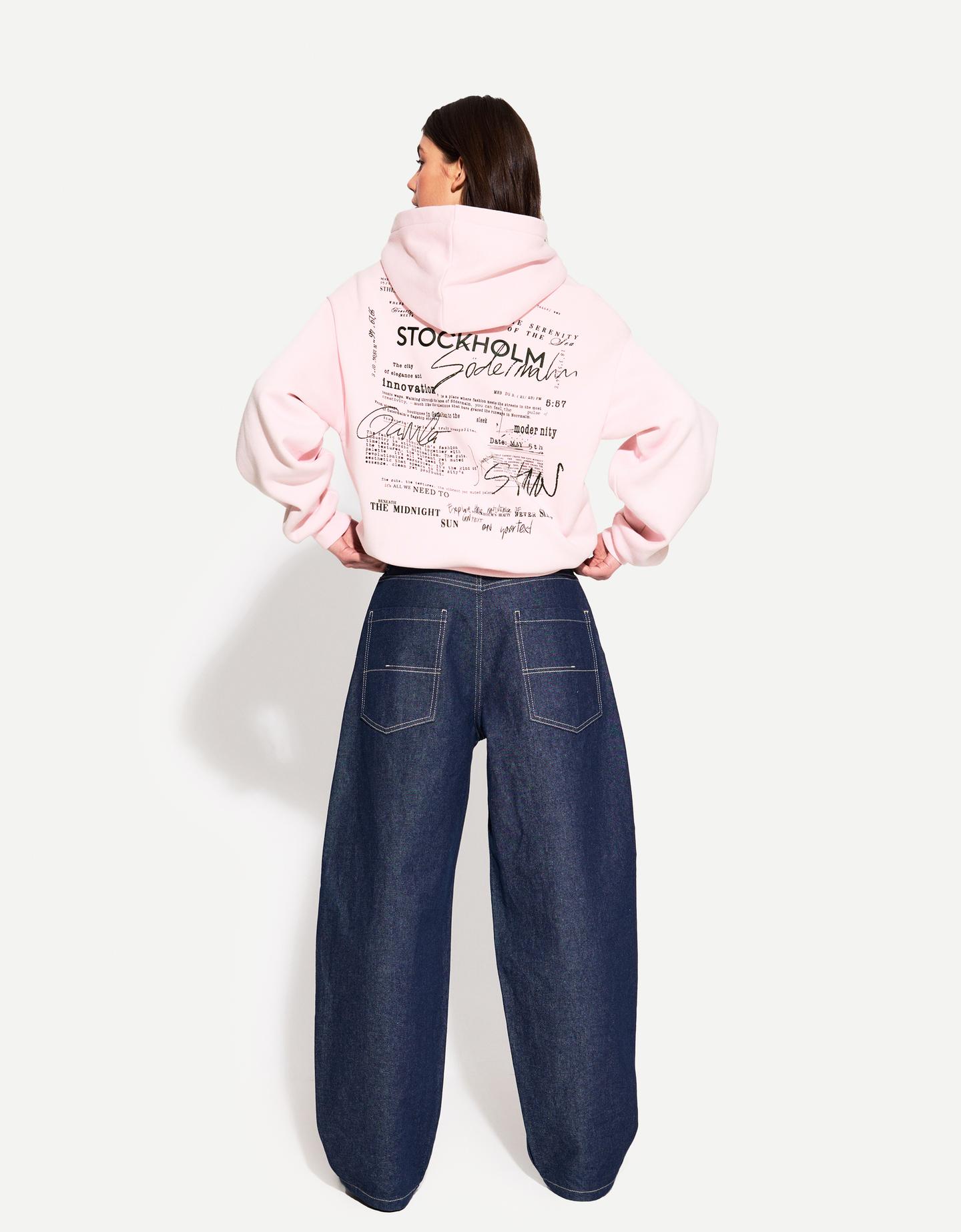 Bershka Hoodie Mit Print Damen L Rosa günstig online kaufen