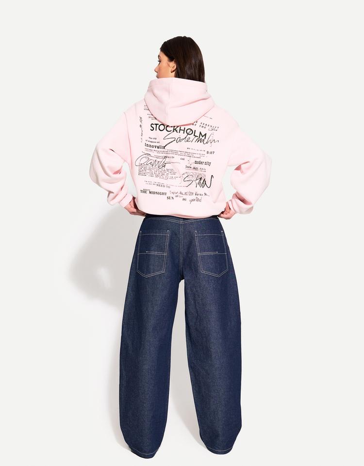 Desenli kapüşonlu sweatshirt