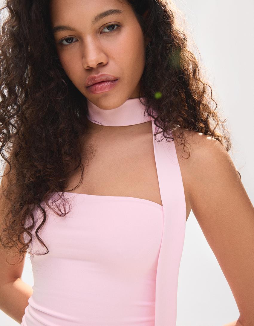 Top bandeau pañuelo-Rosa