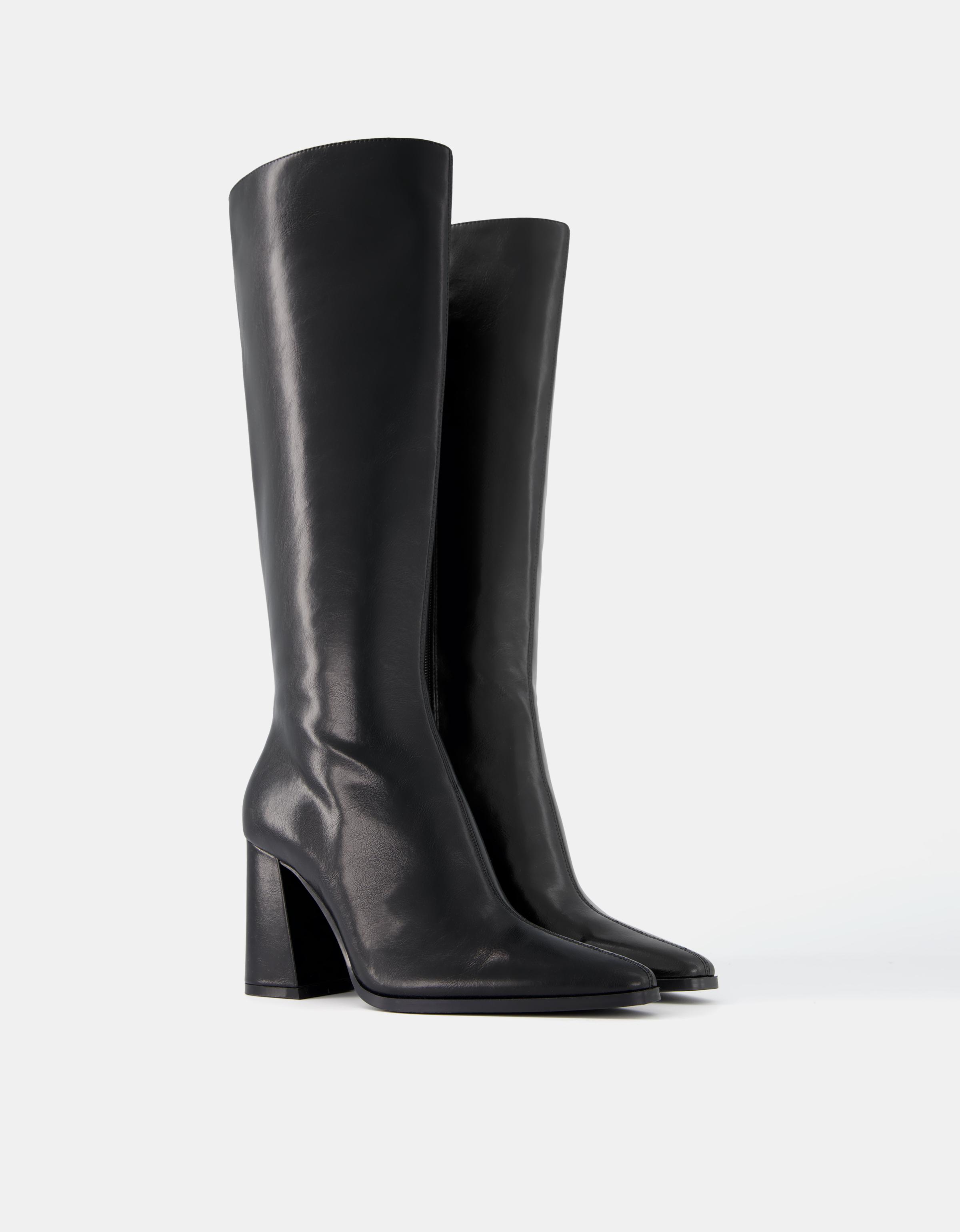 Bershka Stiefel Mit Breitem Absatz Damen 36 Schwarz