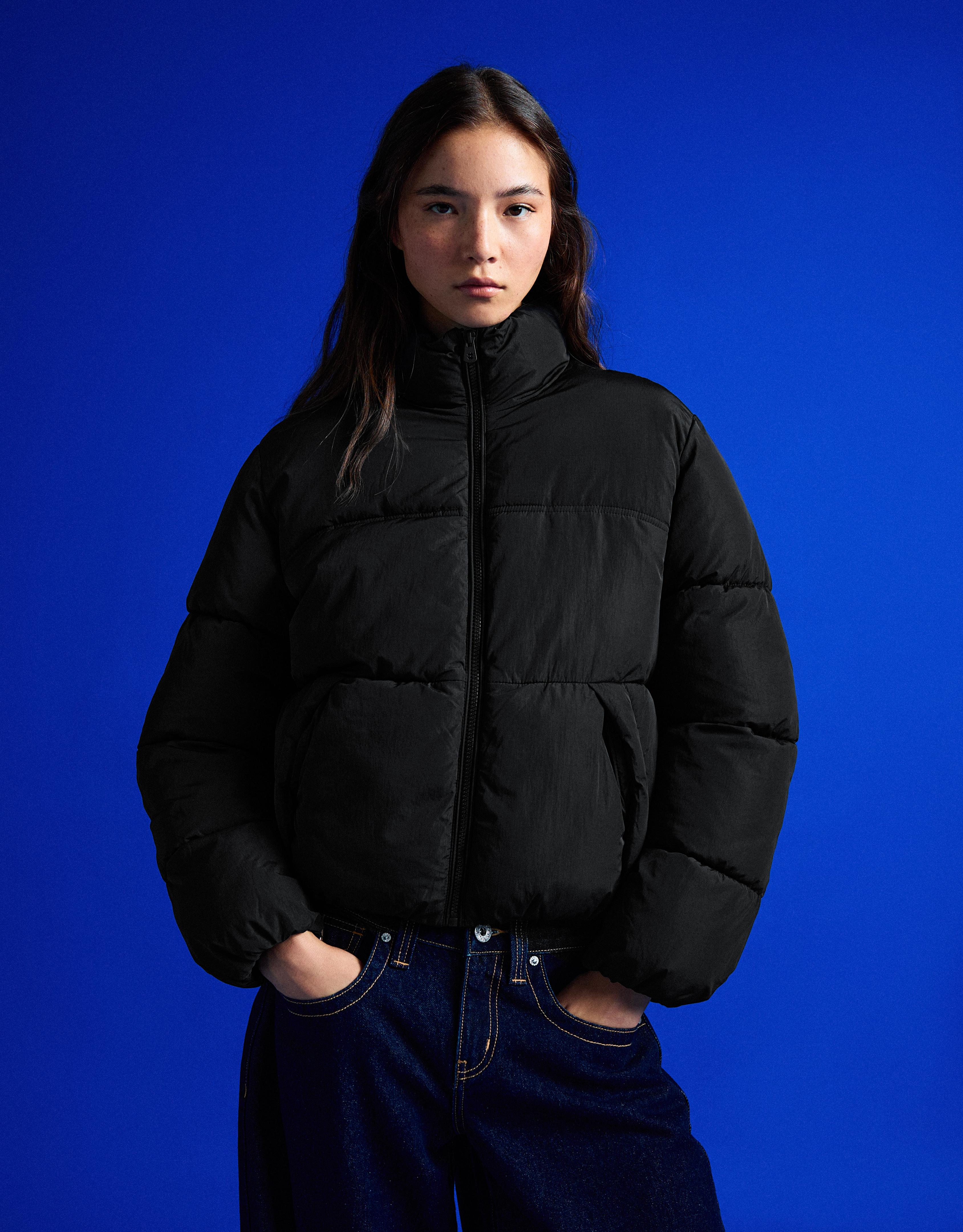 Water-repellent padded jacket — Black