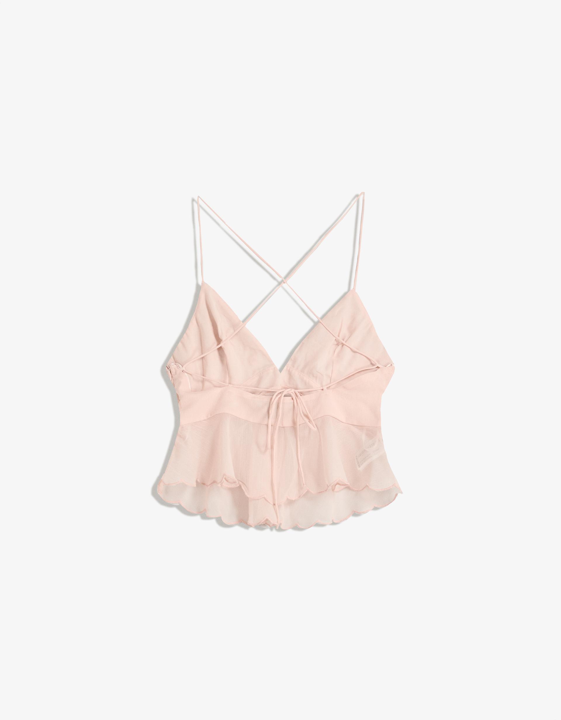 Embroidered strappy crop top