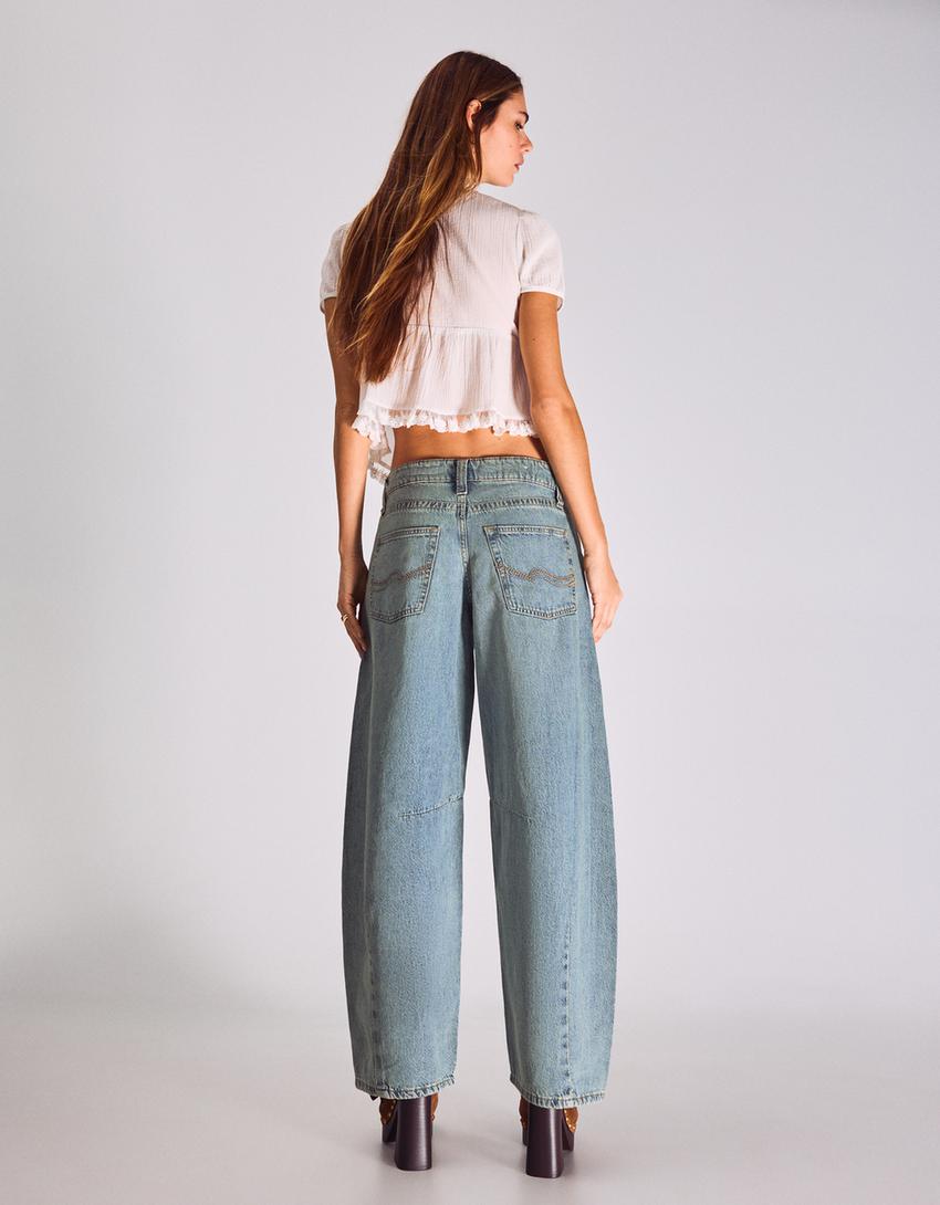 Loose fit jeans med lav talje-Lyseblå