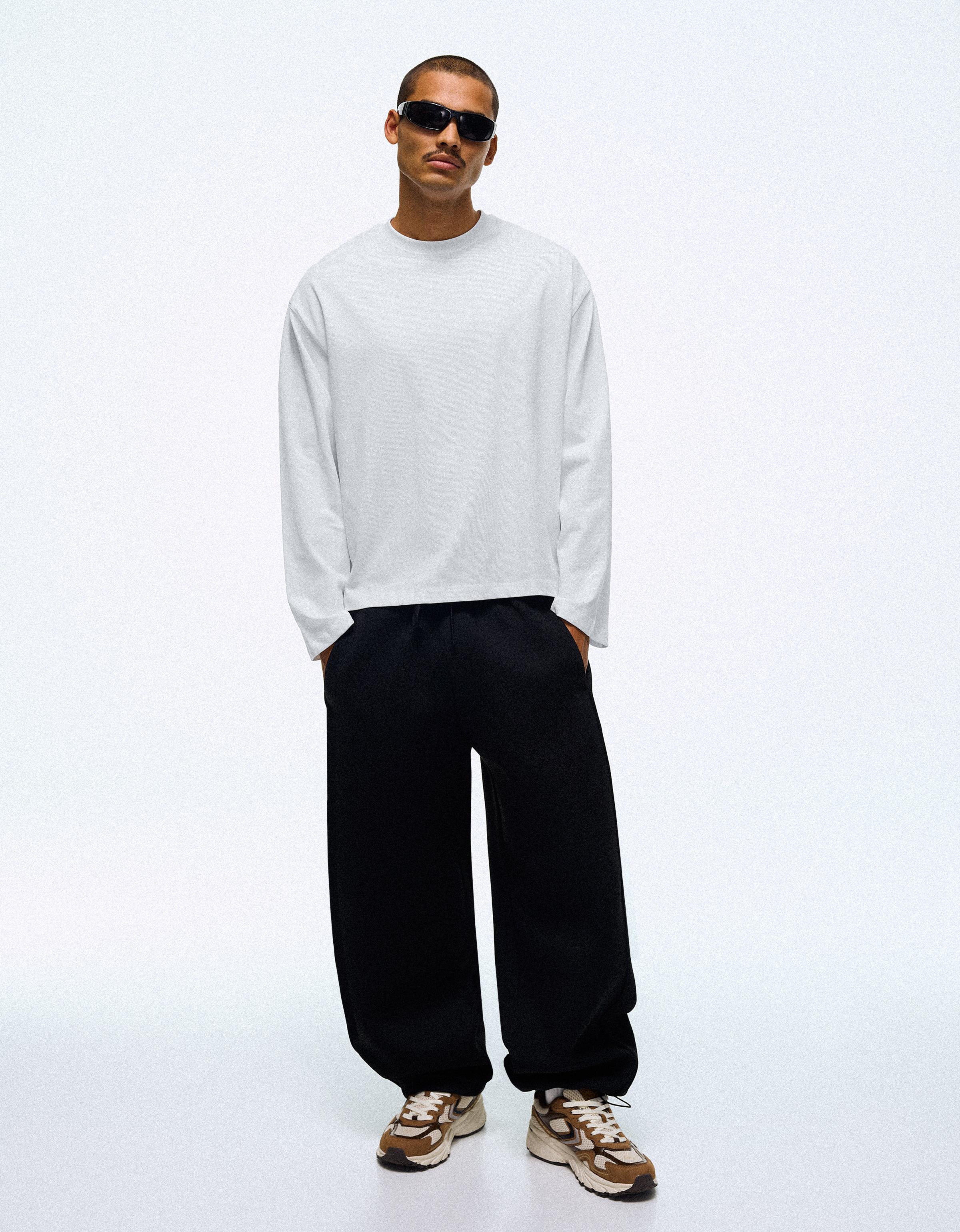 Bershka Uzun kollu boxy fit tişört görsel 7
