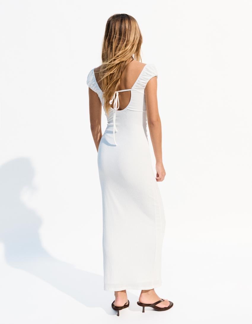 Robe midi-Blanc cassé-2