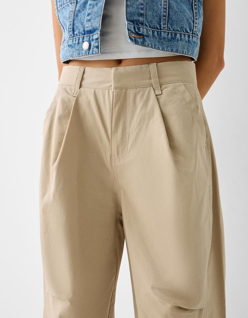 Pantalon baggy balloon-Camel-3