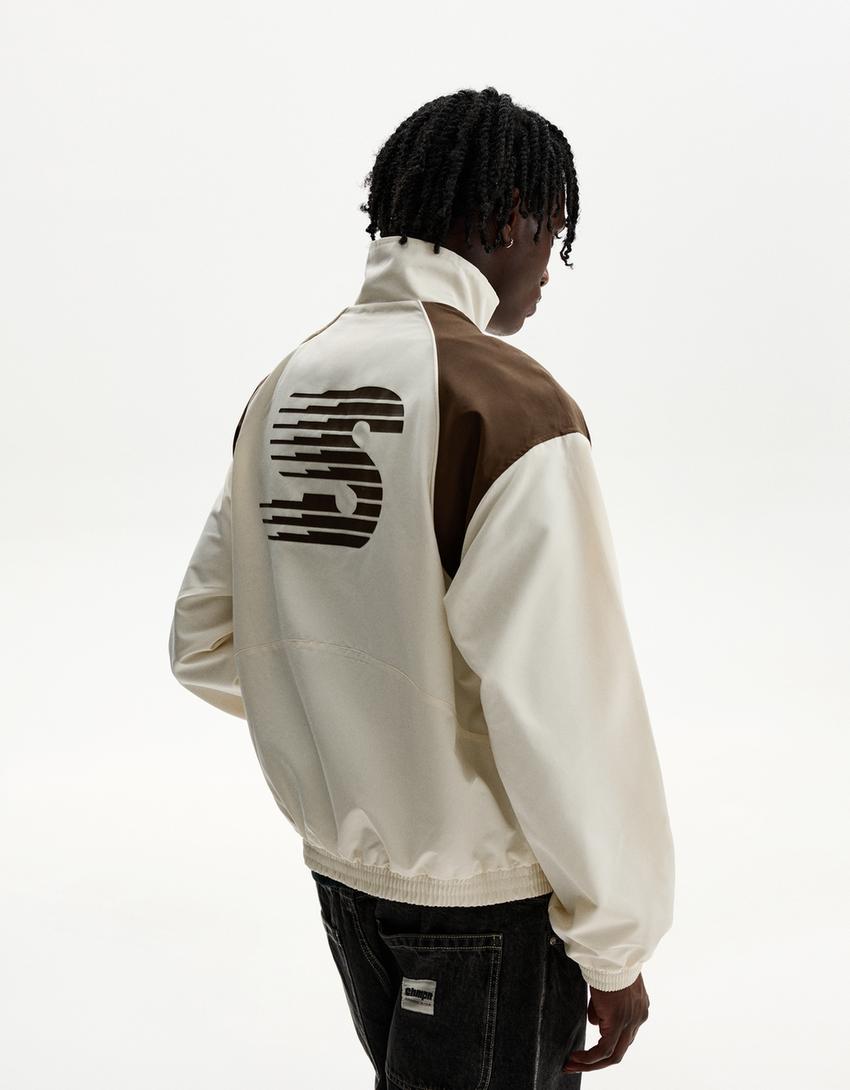 Blouson technique imprimé-Marron-1