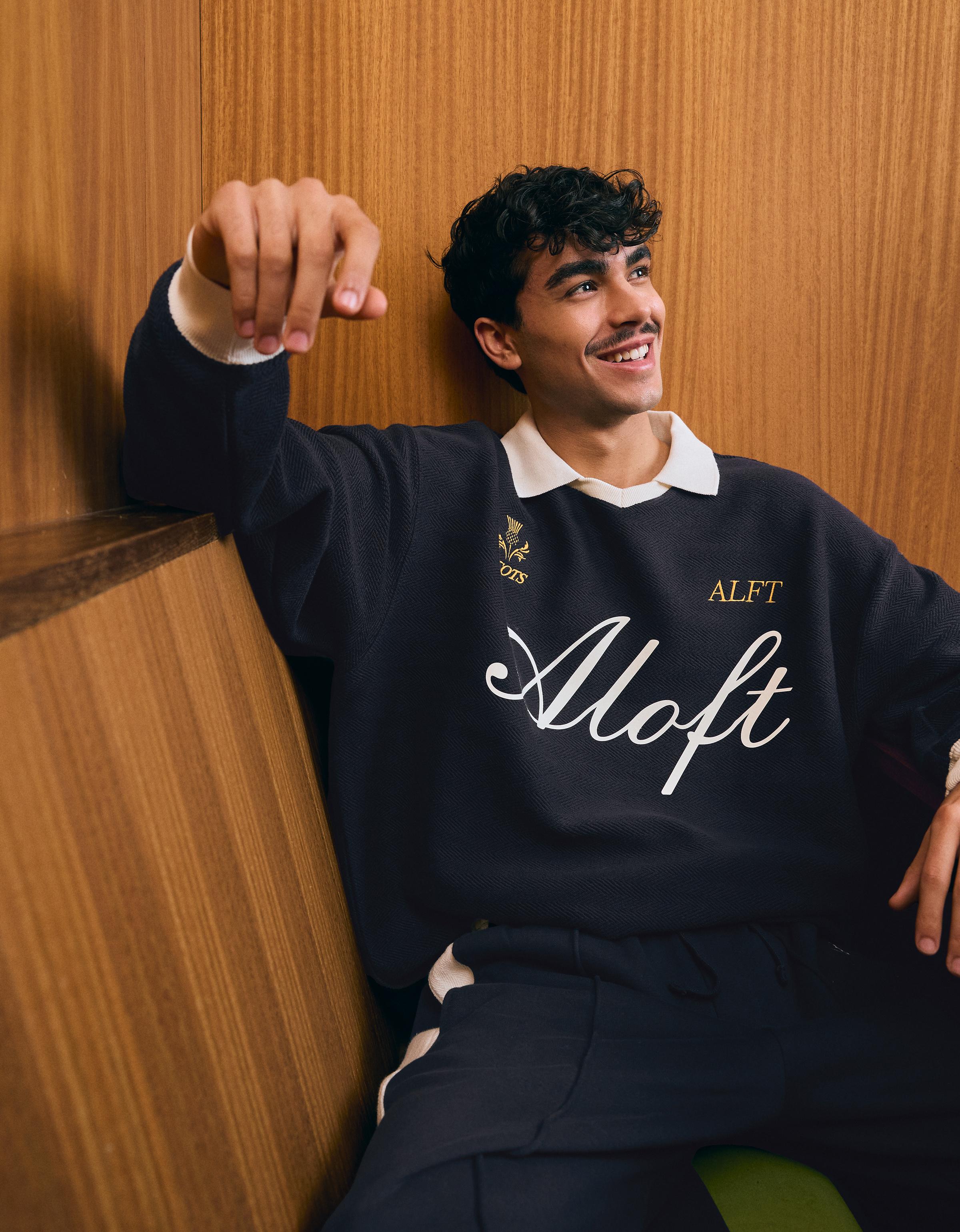 Baskılı boxy fit uzun kollu polo yaka tişört - Görsel 12