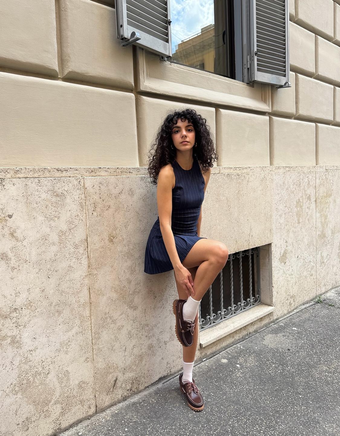 Mini dress with tie belt