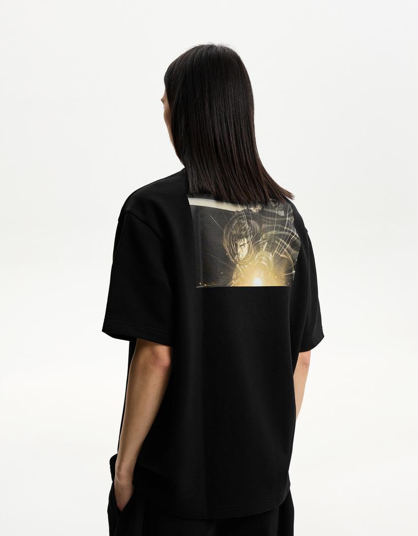 T-shirt Berserk manches courtes molleton imprimé-Noir