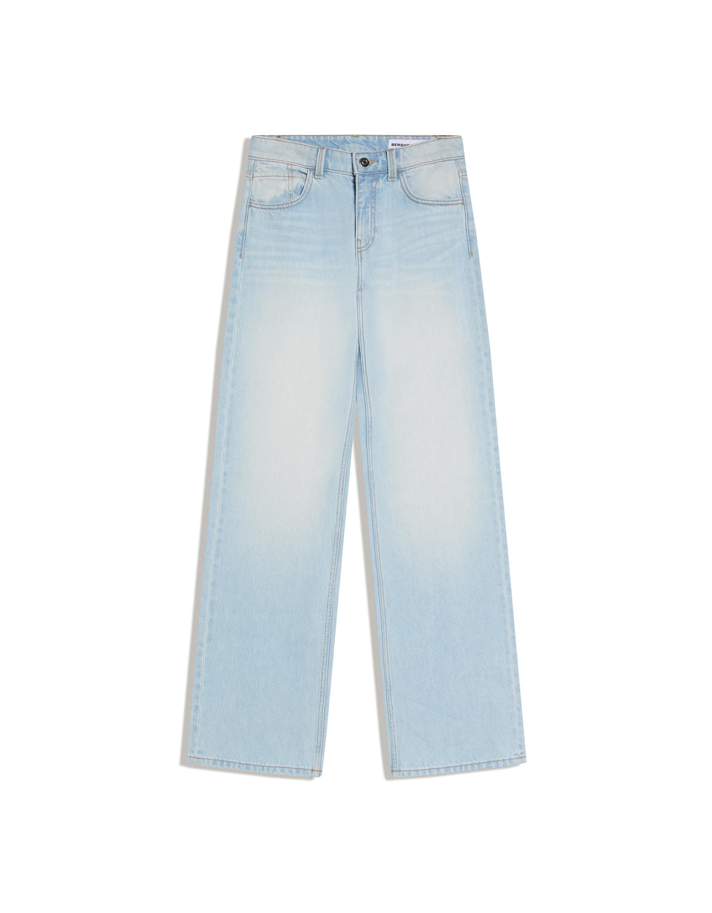 High-waist wide-leg straight jeans