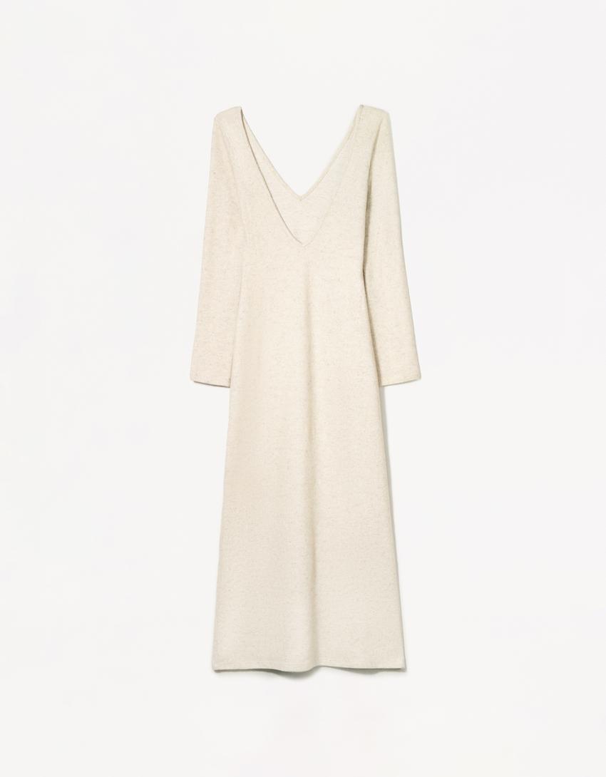 V-neck maxi dress-Sand-4
