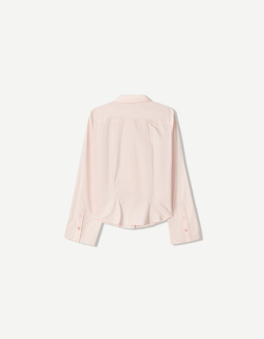 Fitted shirt with flared sleeves-Pink