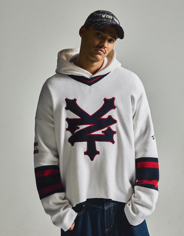 ZOO YORK embroidered V-neck jumper — Off white