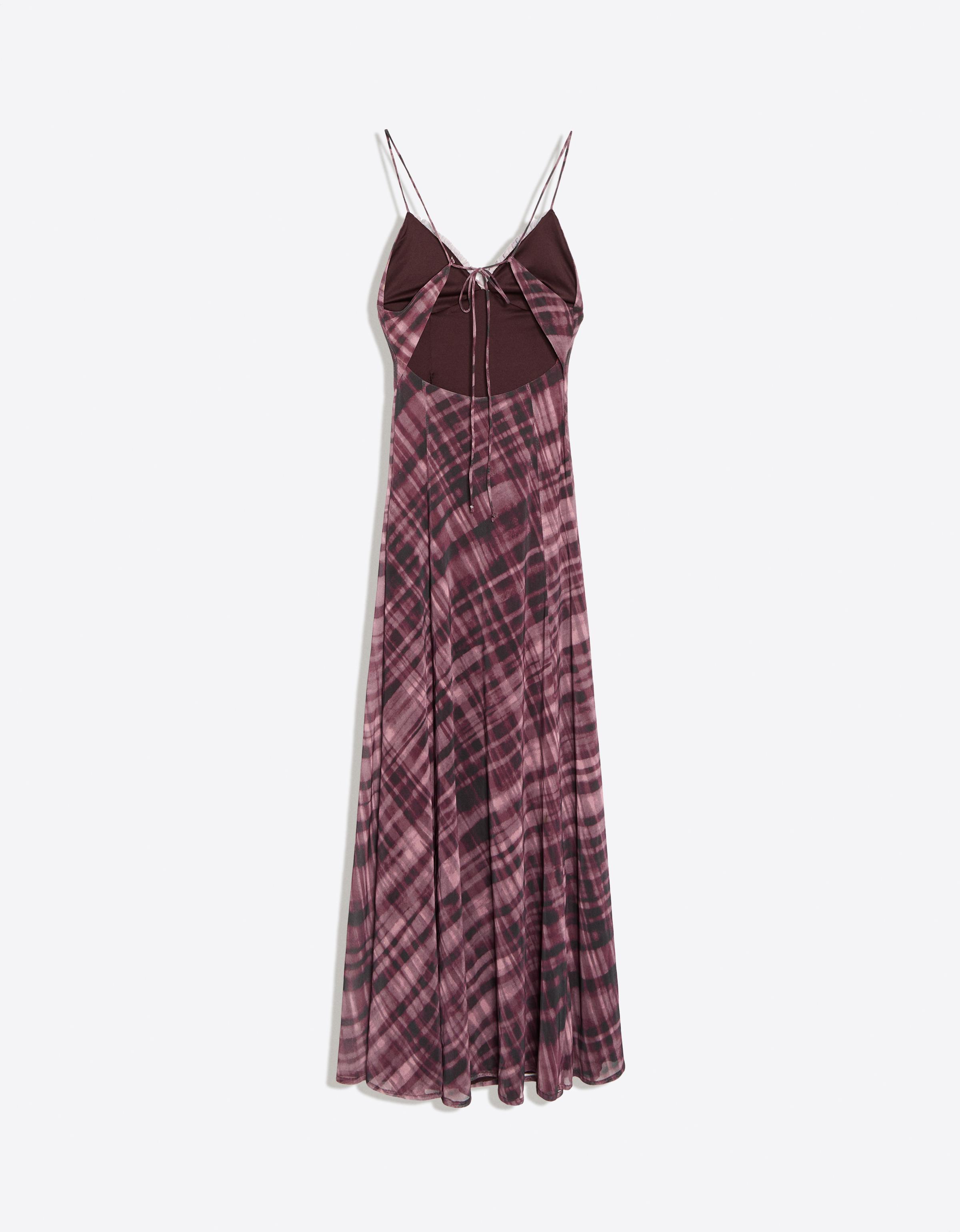 Long tulle strappy dress — Burgundy