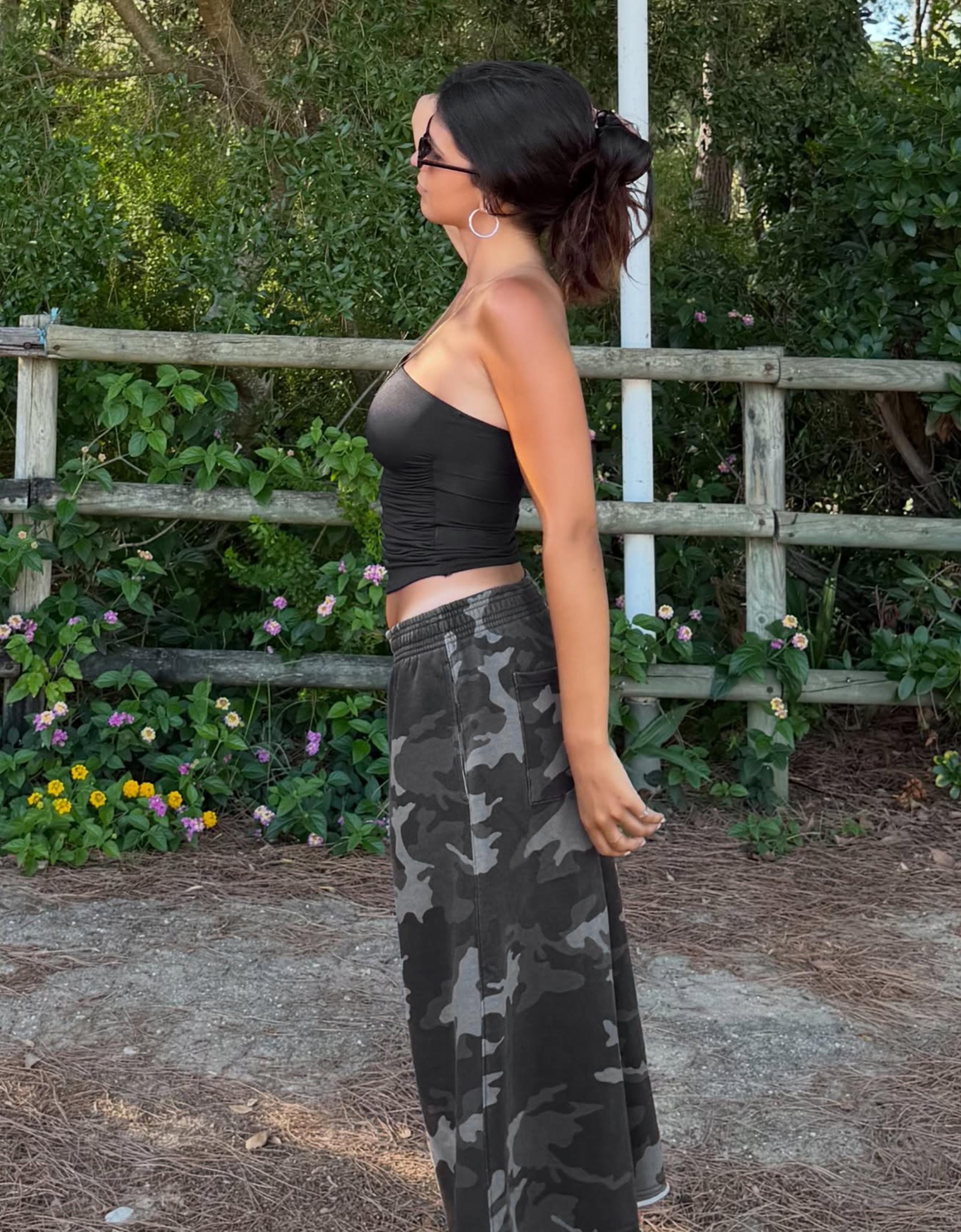 Ruched bandeau top — Black
