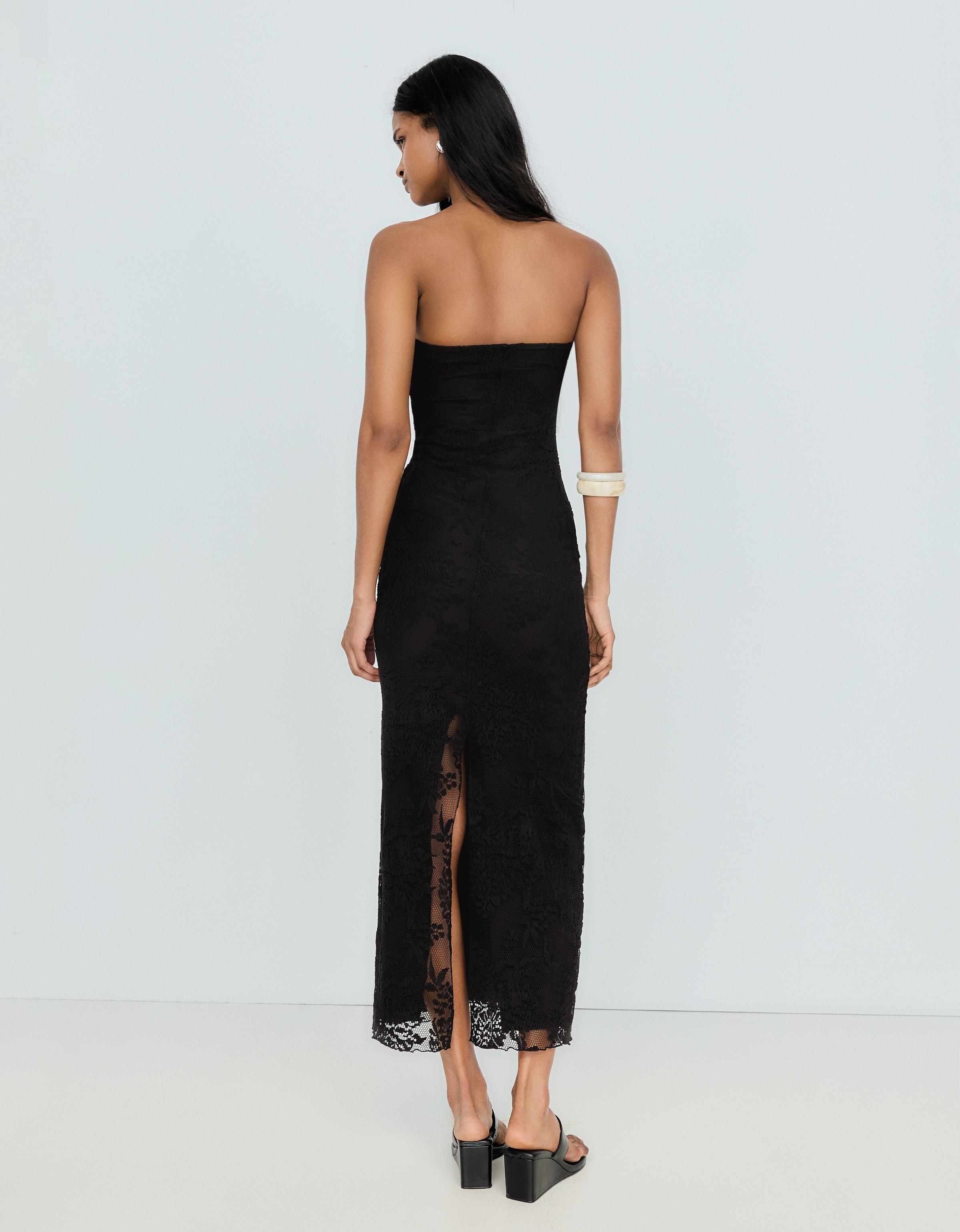 Rustic bandeau midi dress — Black