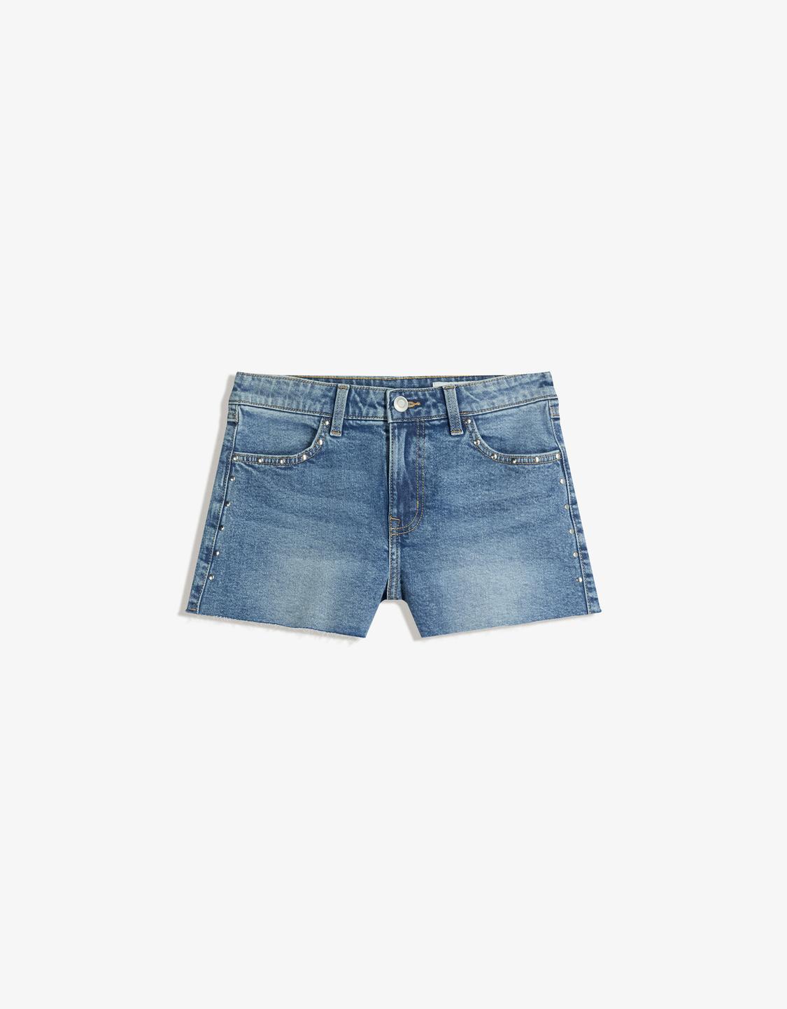 Studded denim shorts