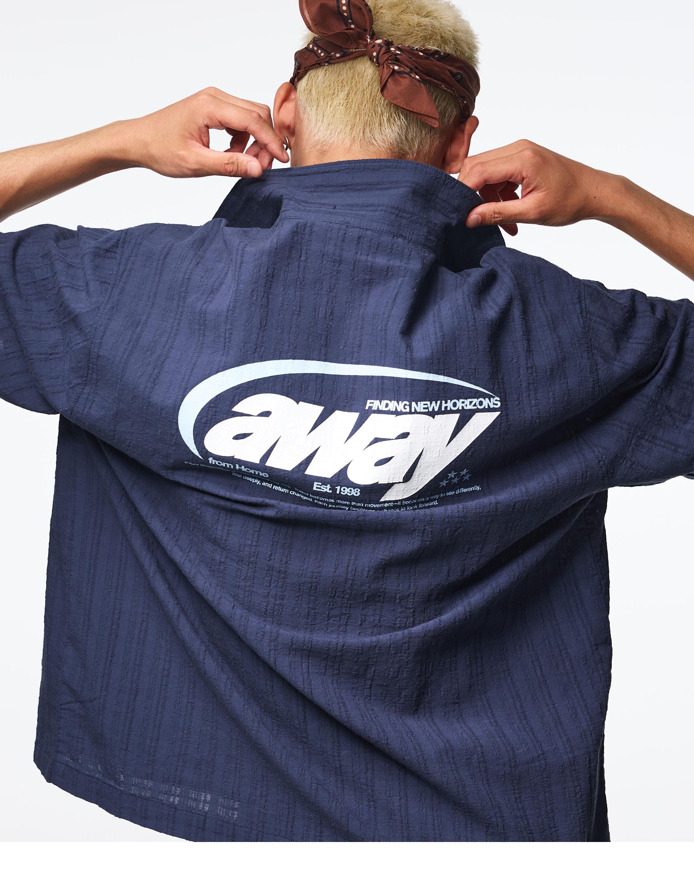 Short sleeve boxy print shirt — Blue