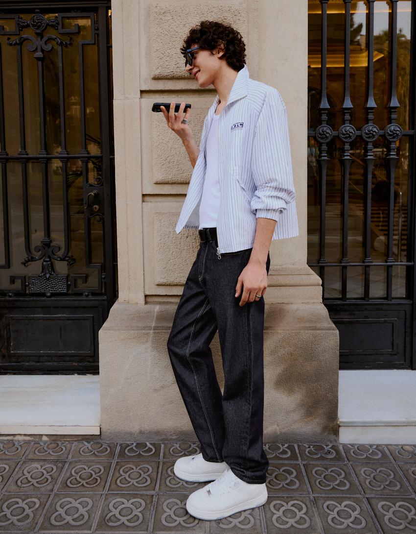 Straight-leg jeans-Navy