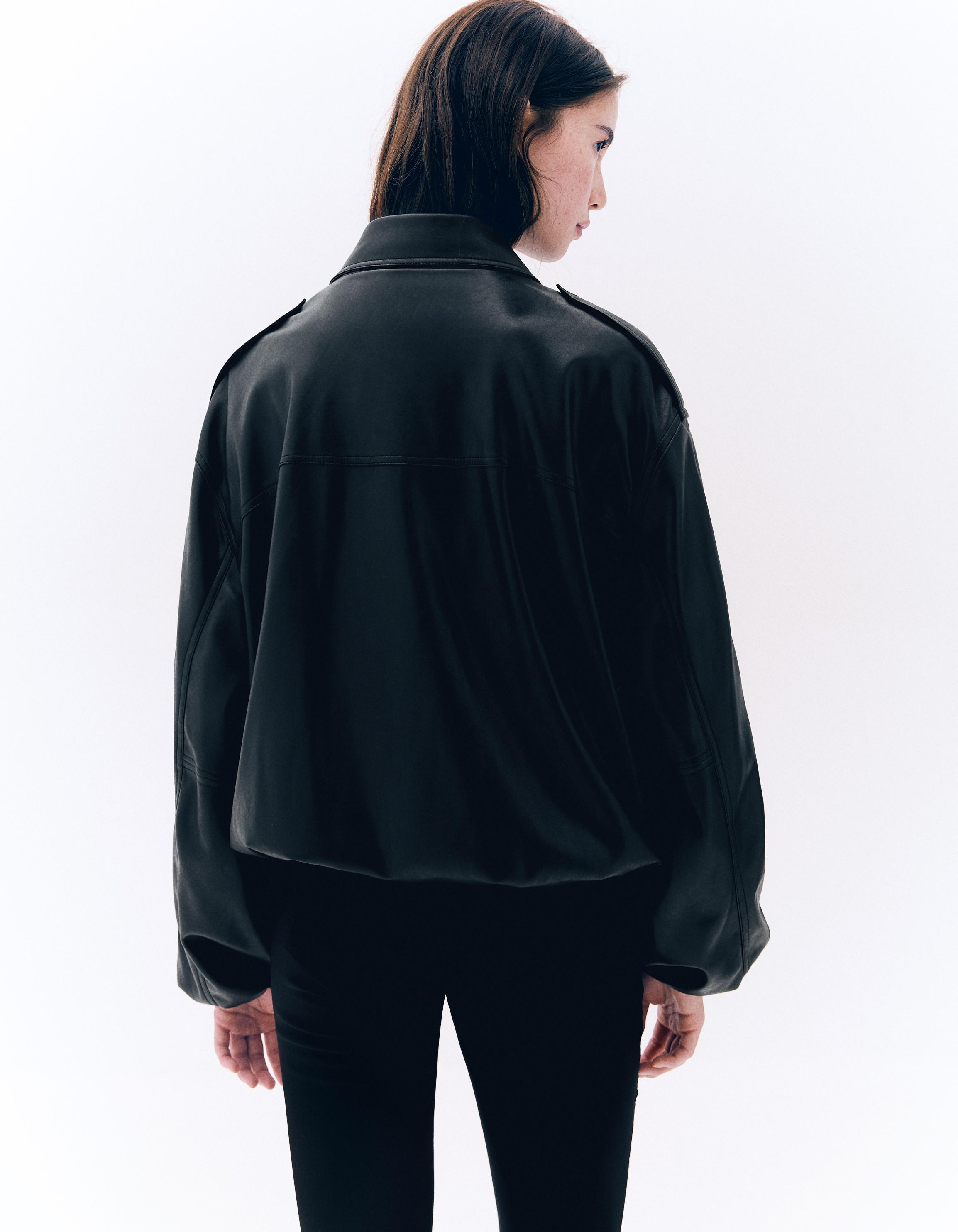 Leather effect puffer jacket — Black