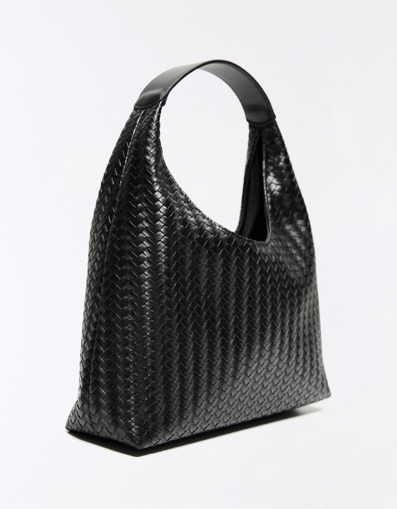 Woven bucket bag — Black
