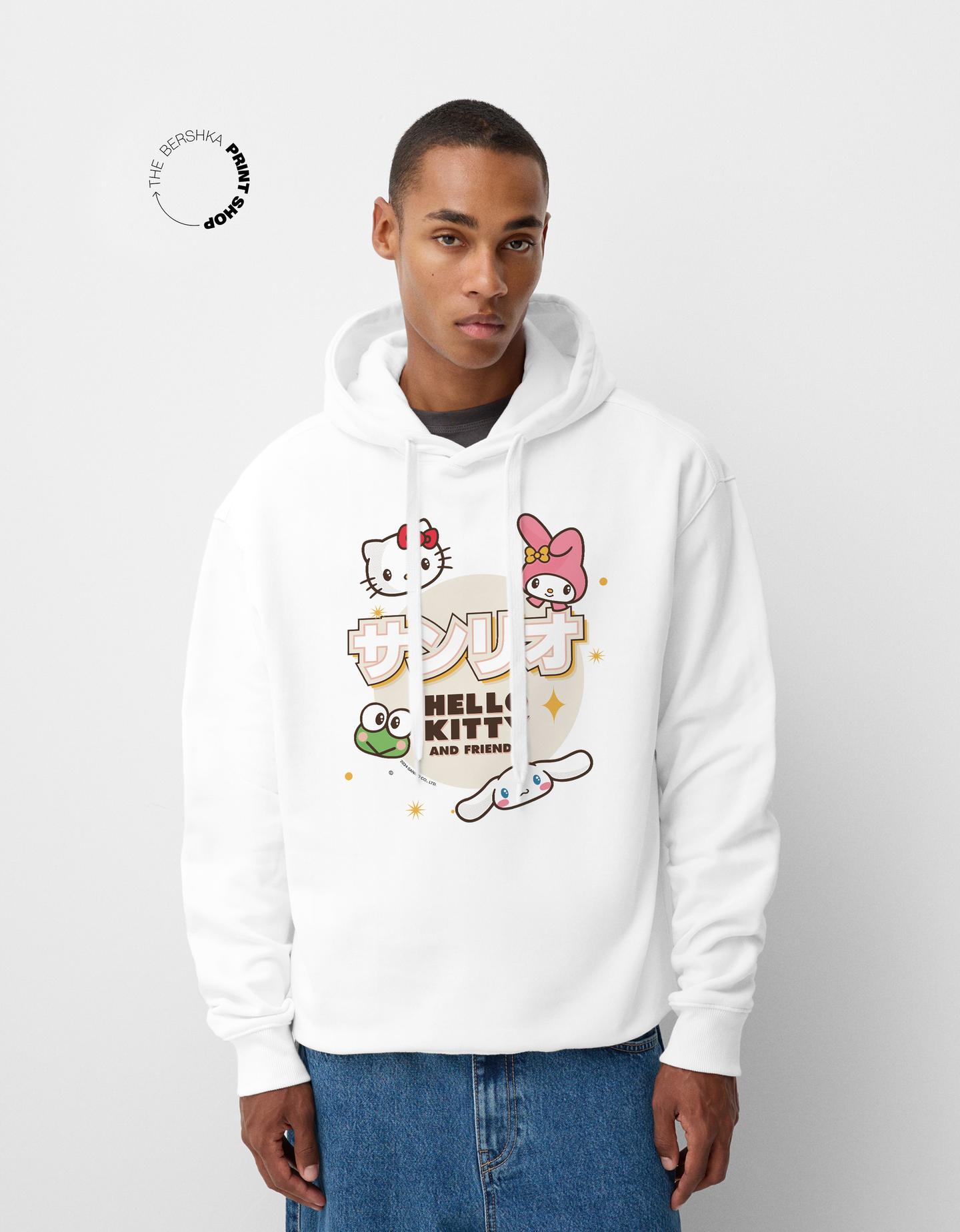 Bershka Sudadera Hello Kitty And Friends Capucha Oversize Hombre S Blanco