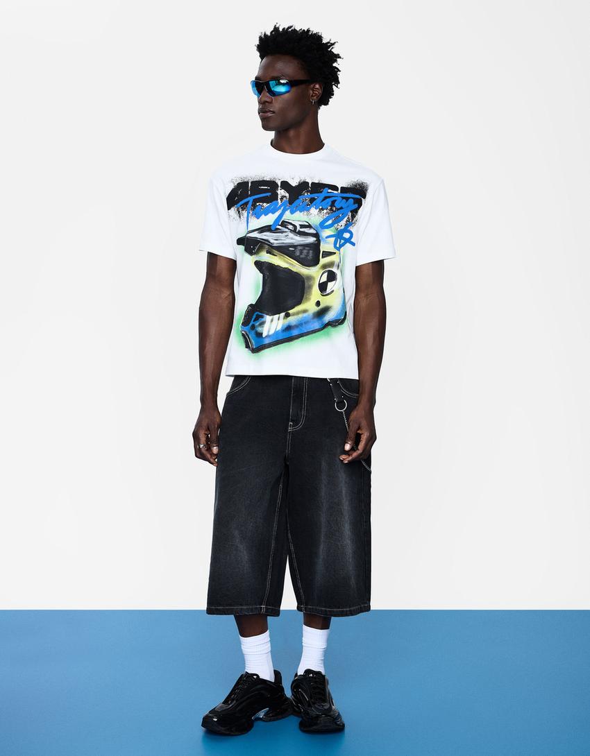 Super Baggy Denim-Jort-Bermudas-Schwarz-3