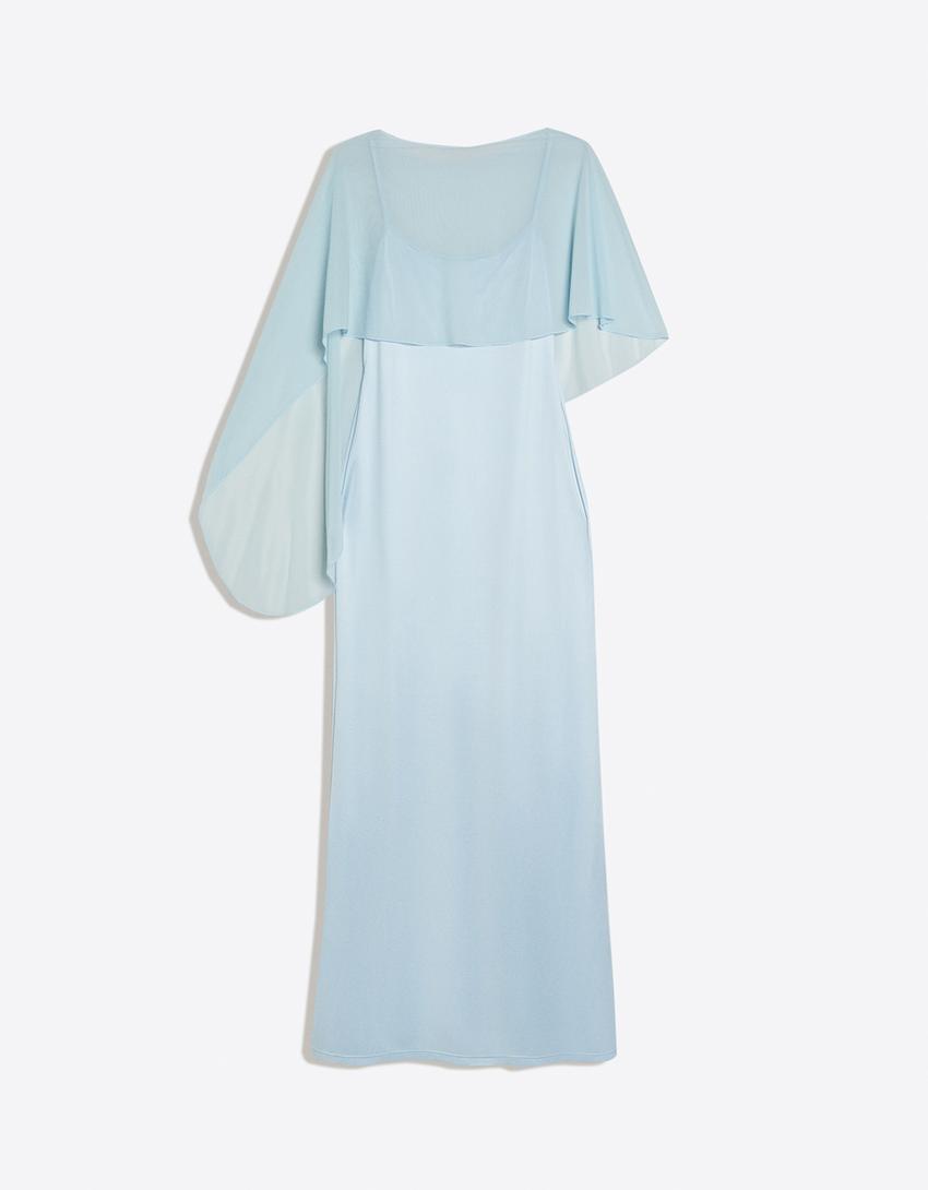 Robe midi cape-Bleu clair