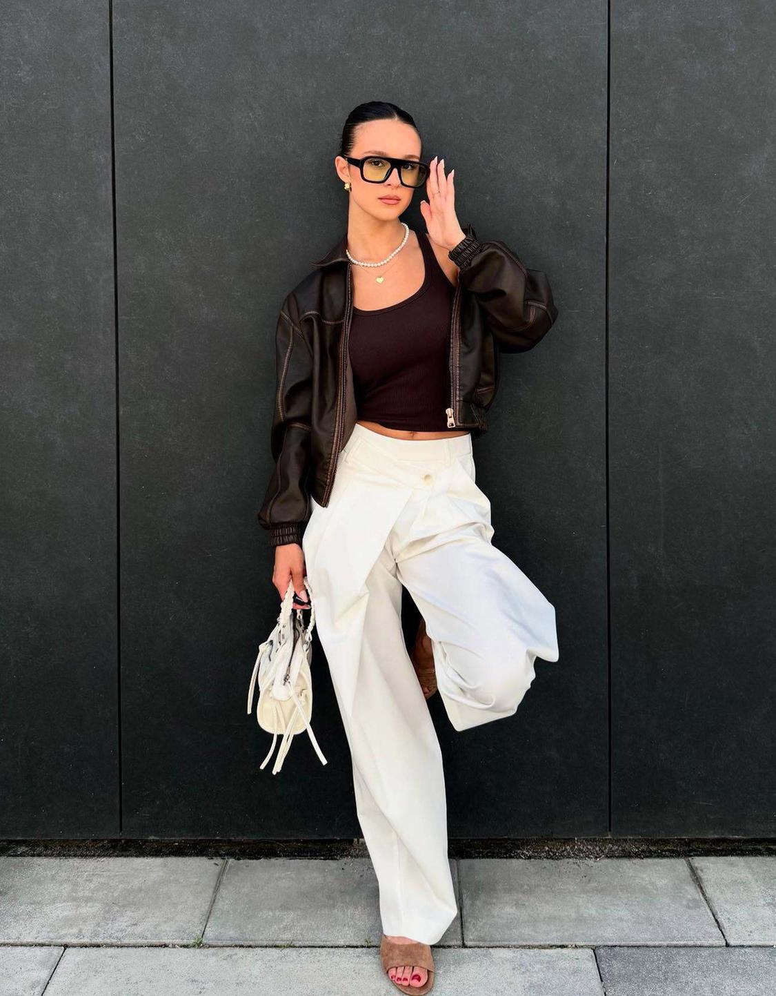 Faux leather oversize jacket