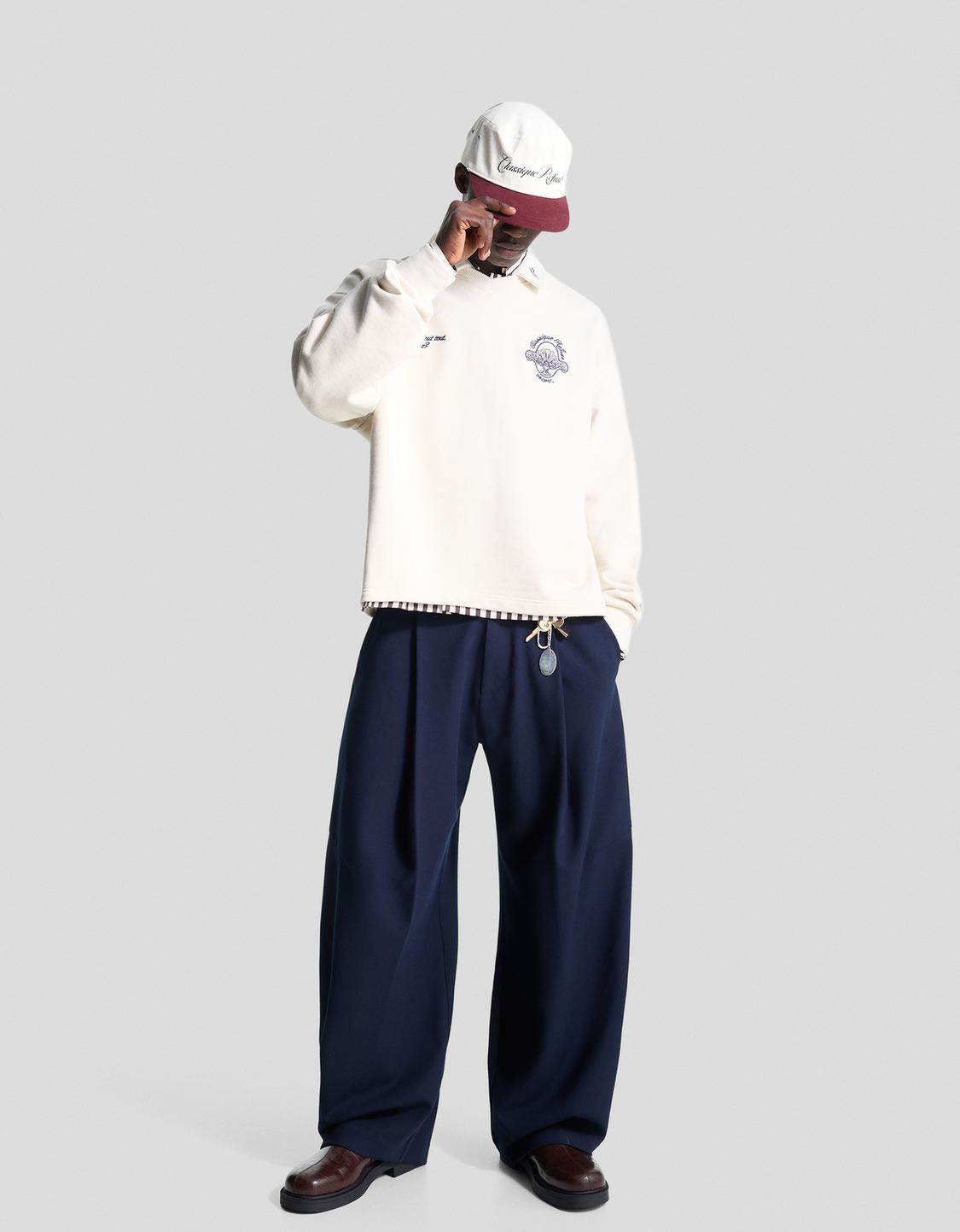 سروال باريل محبوك بثنيات