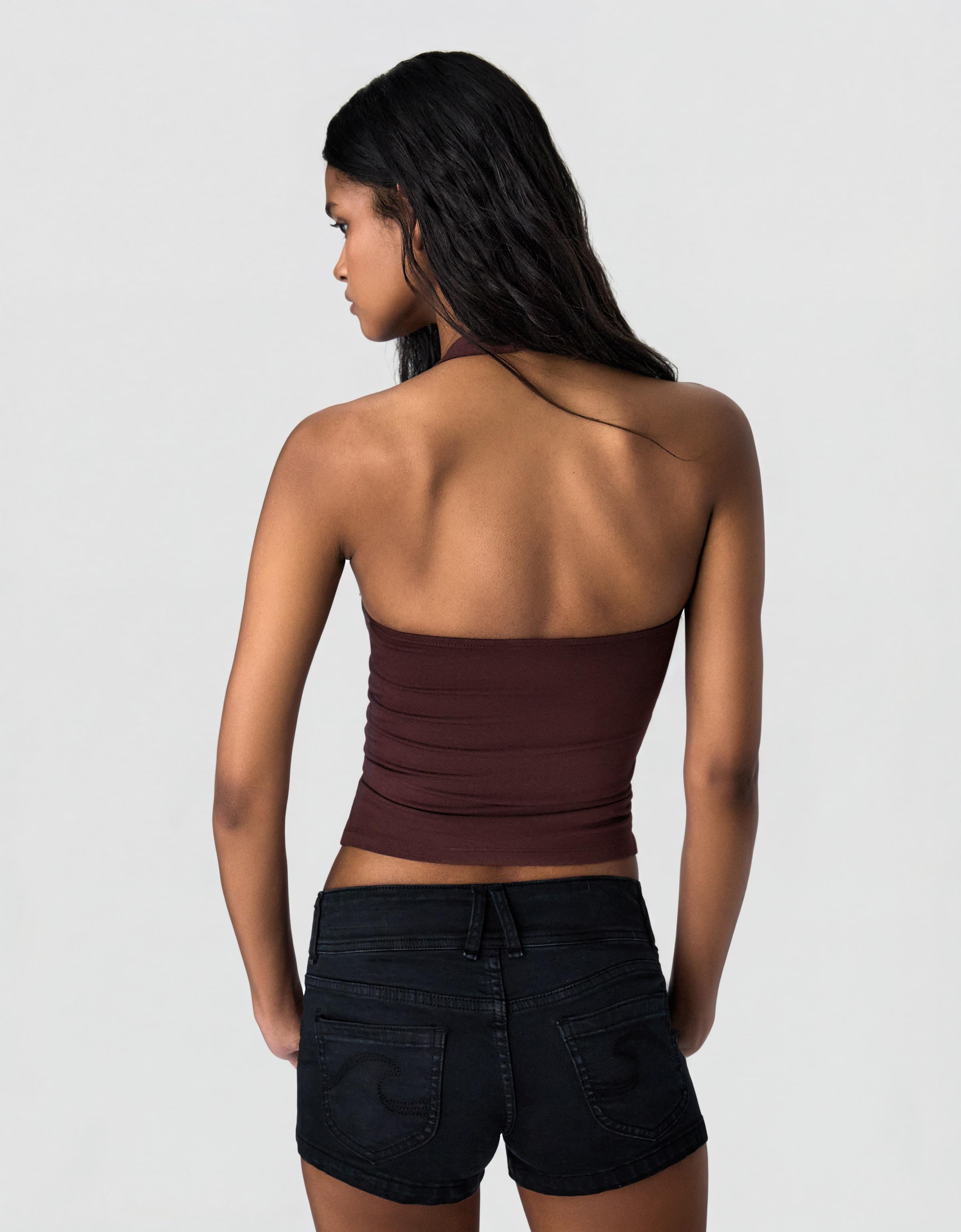 Halter yaka düğmeli bluz - Görsel 20