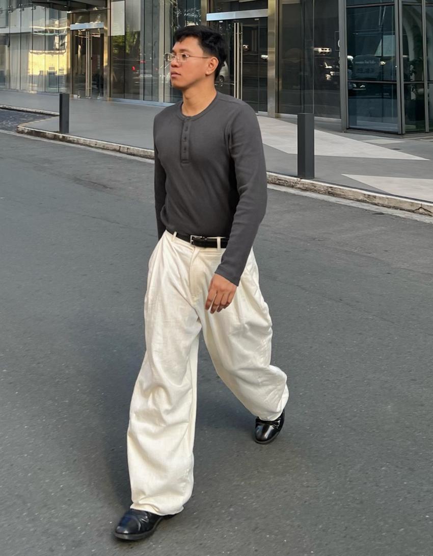 Super baggy linen trousers-Off white