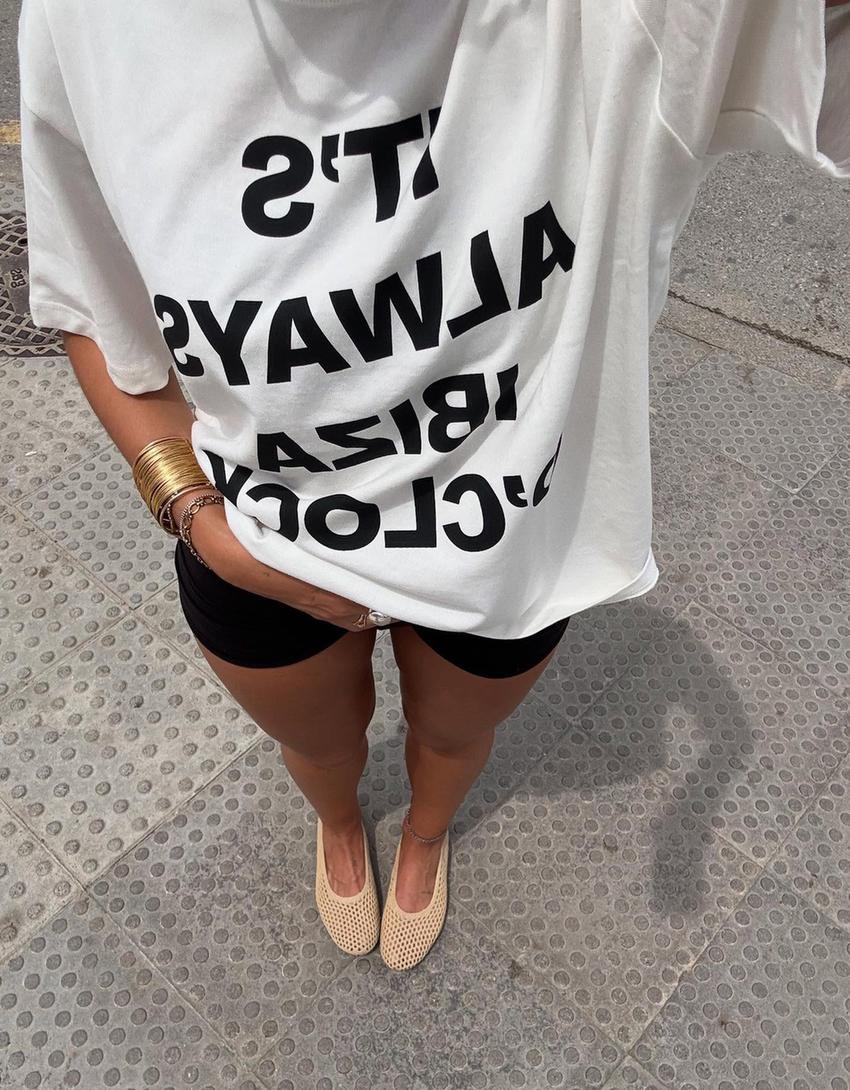 Tricou mânecă scurtă print-Alb murdar-2