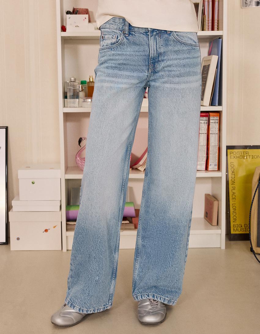 Jeans boyfriend tiro bajo-Azul lavado