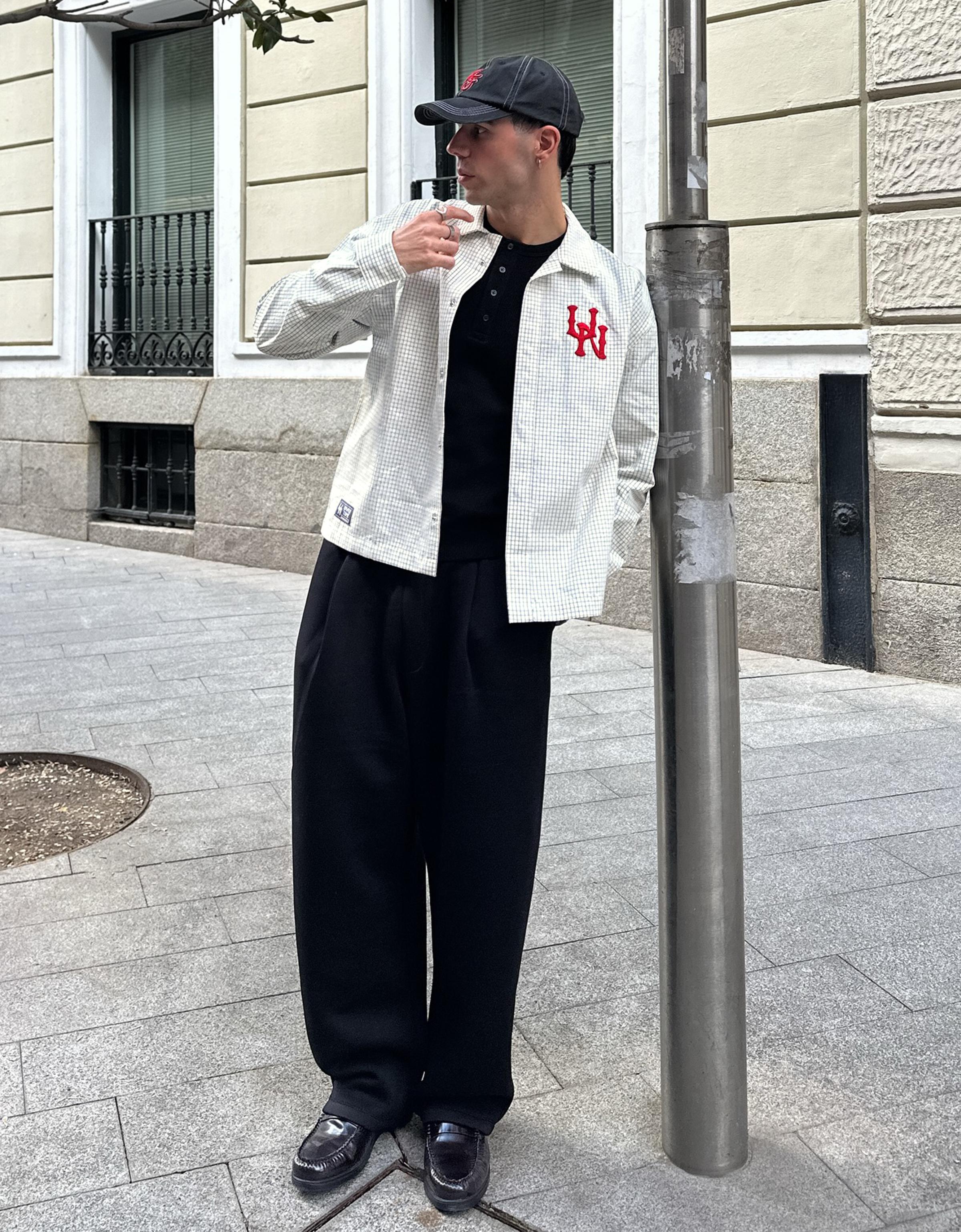 Bershka Camisa Boxy Cremallera Bordado Hombre Crudo