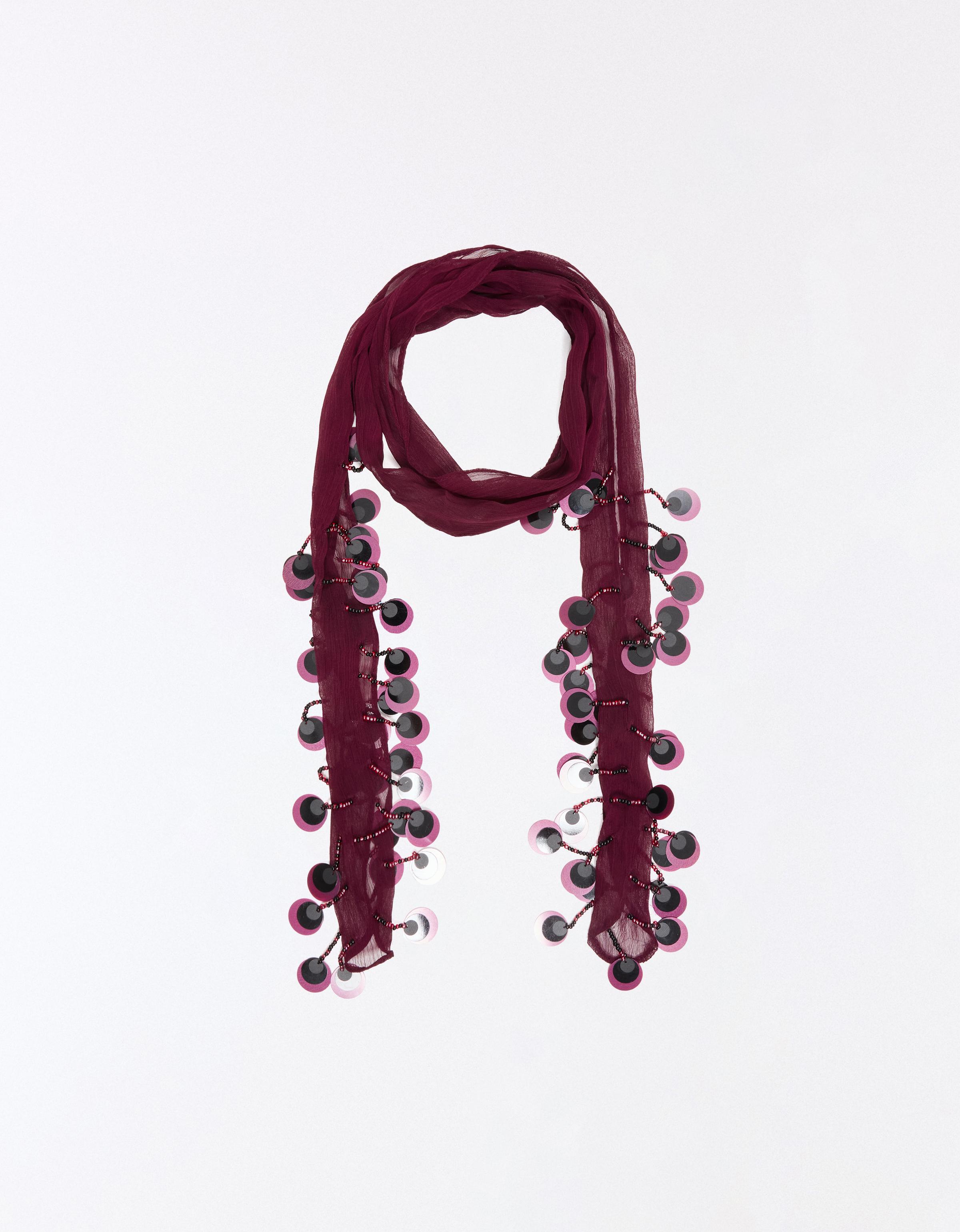 Sequin tie scarf — Maroon