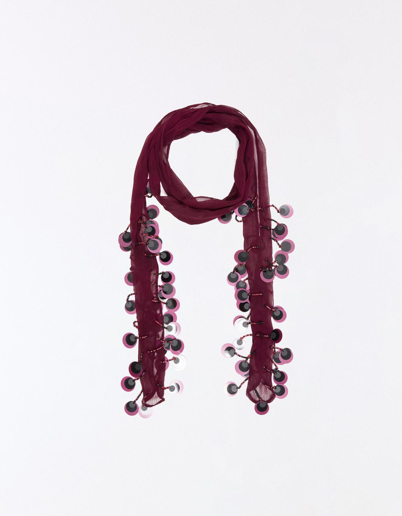 Sequin tie scarf — Maroon