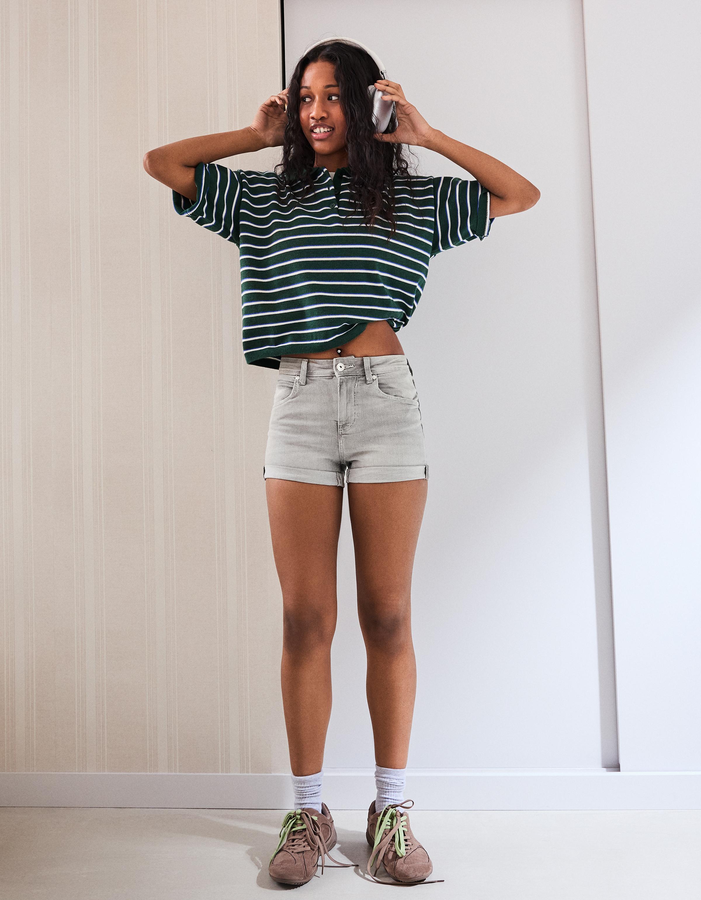 Bershka Denim katlanabilir paçalı şort görsel 6