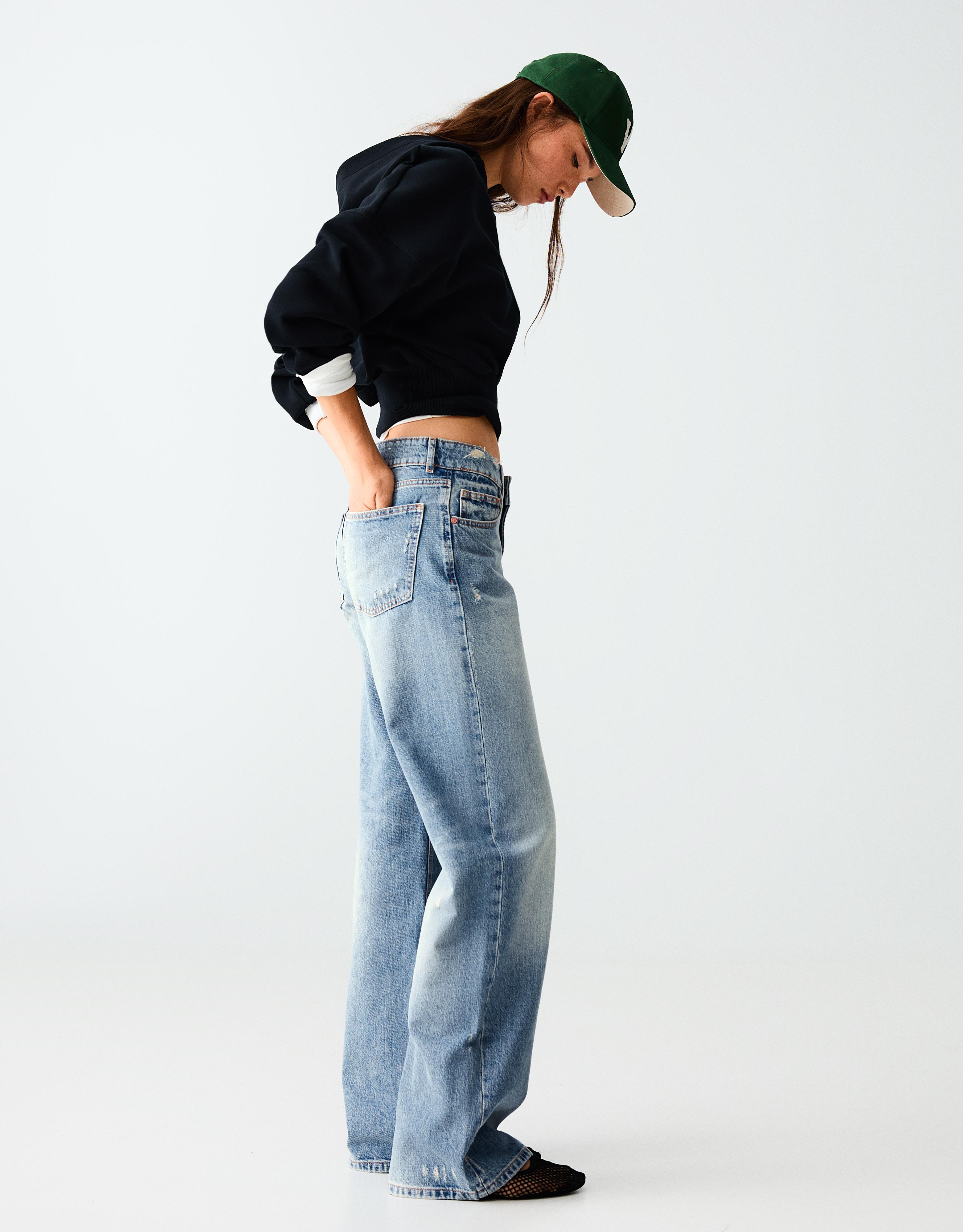 Mid-waist straight jeans — Light blue