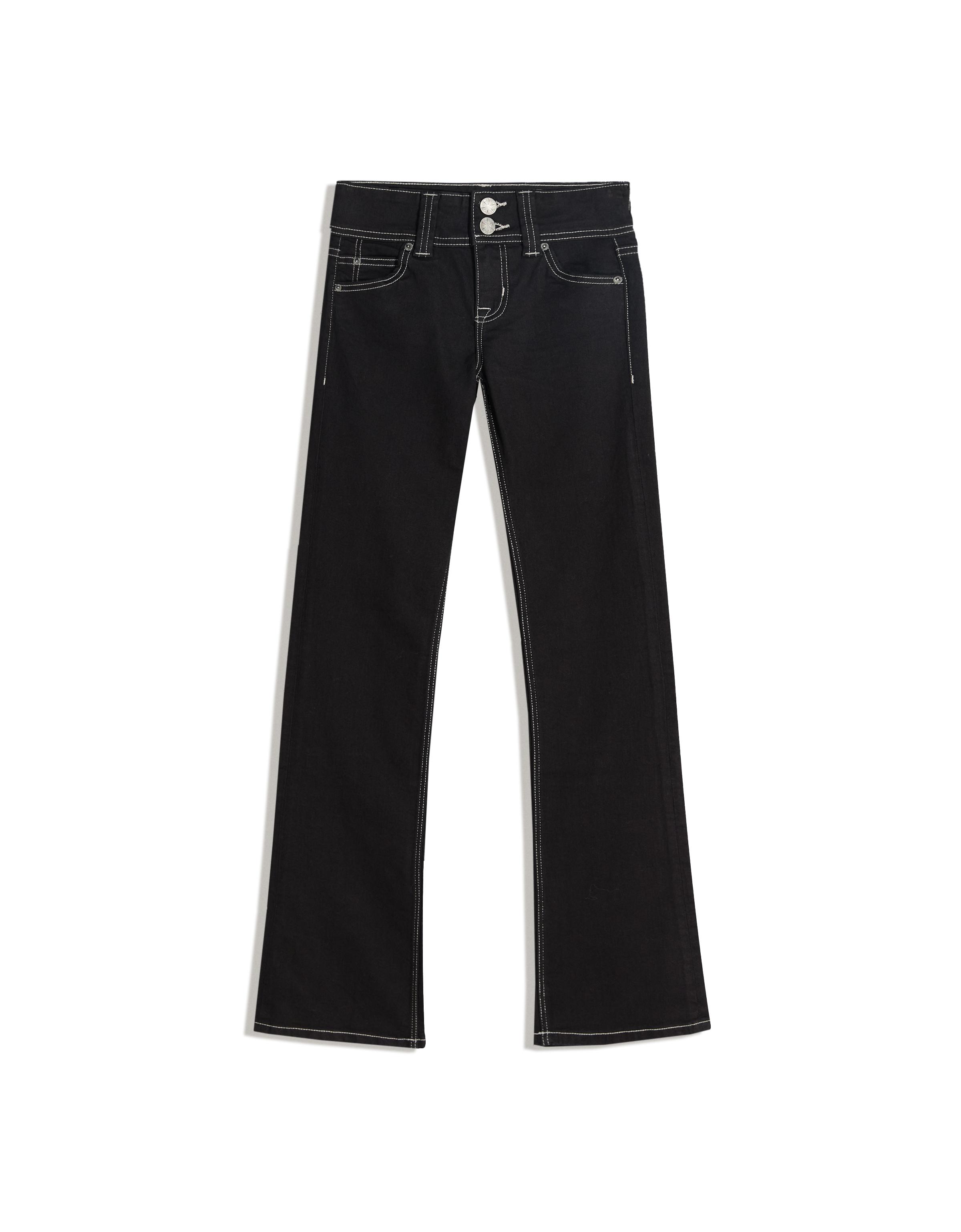 Low-rise boot-cut jeans with flaps