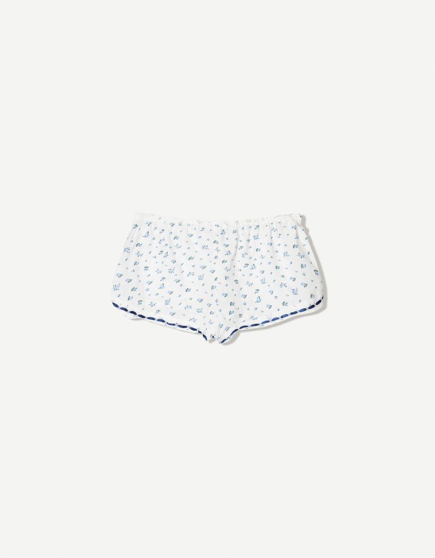 Short entredos print-Blanco