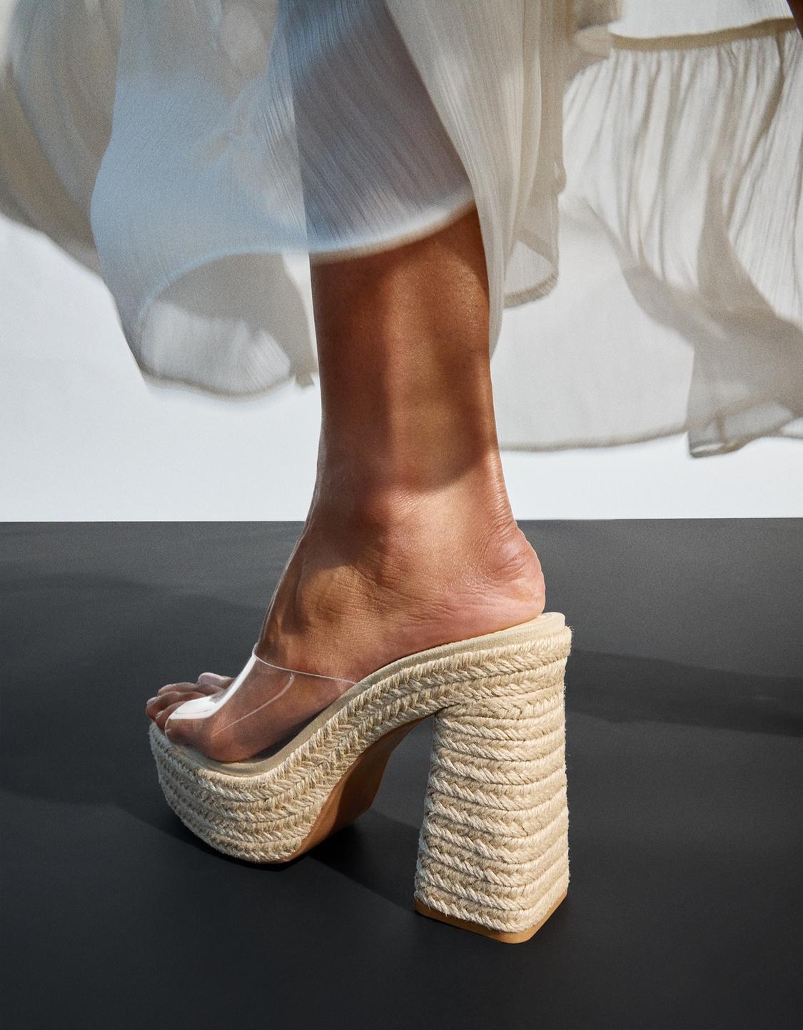 Vinyl heeled sandals