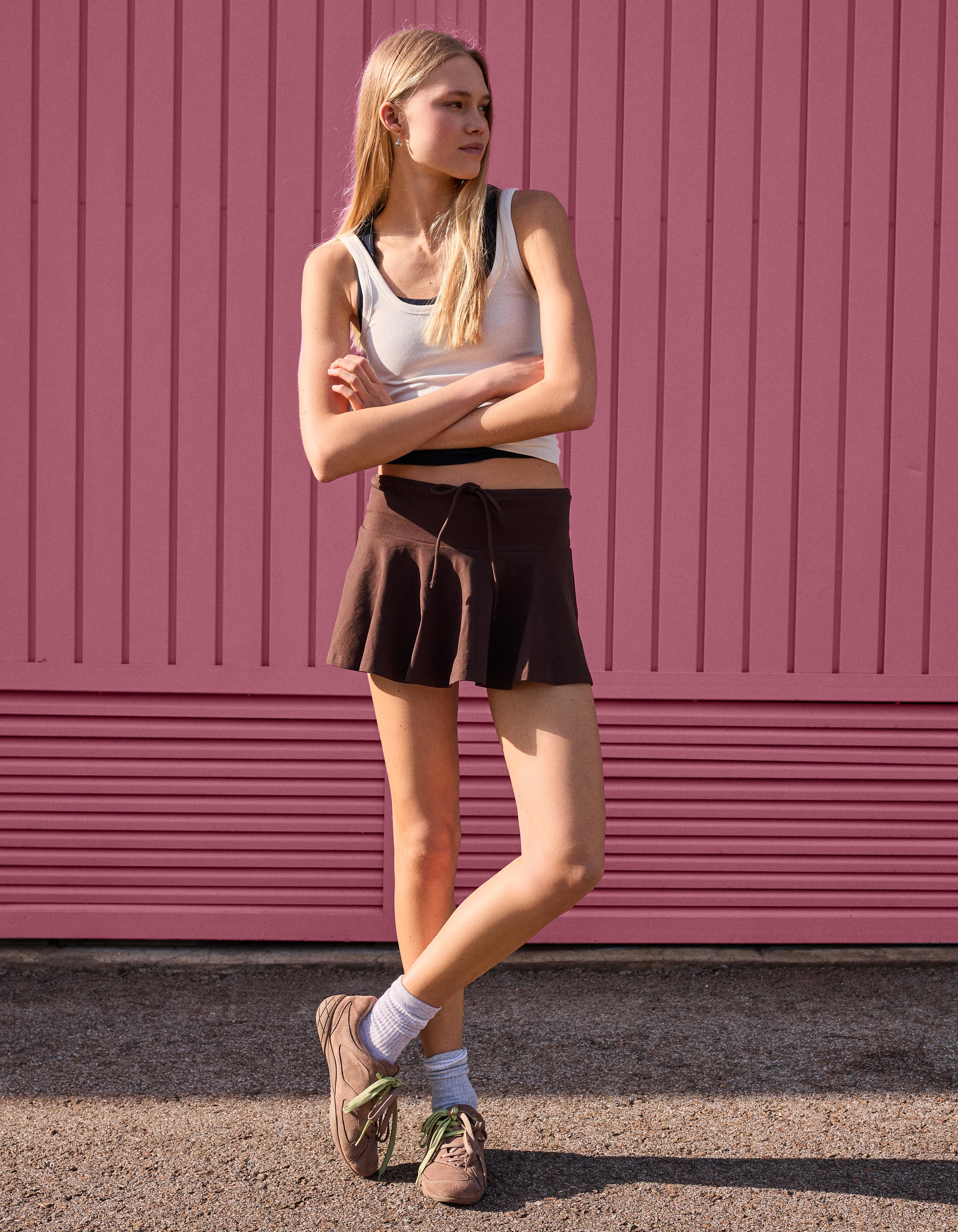 Falda pantalón mini cintura lazo