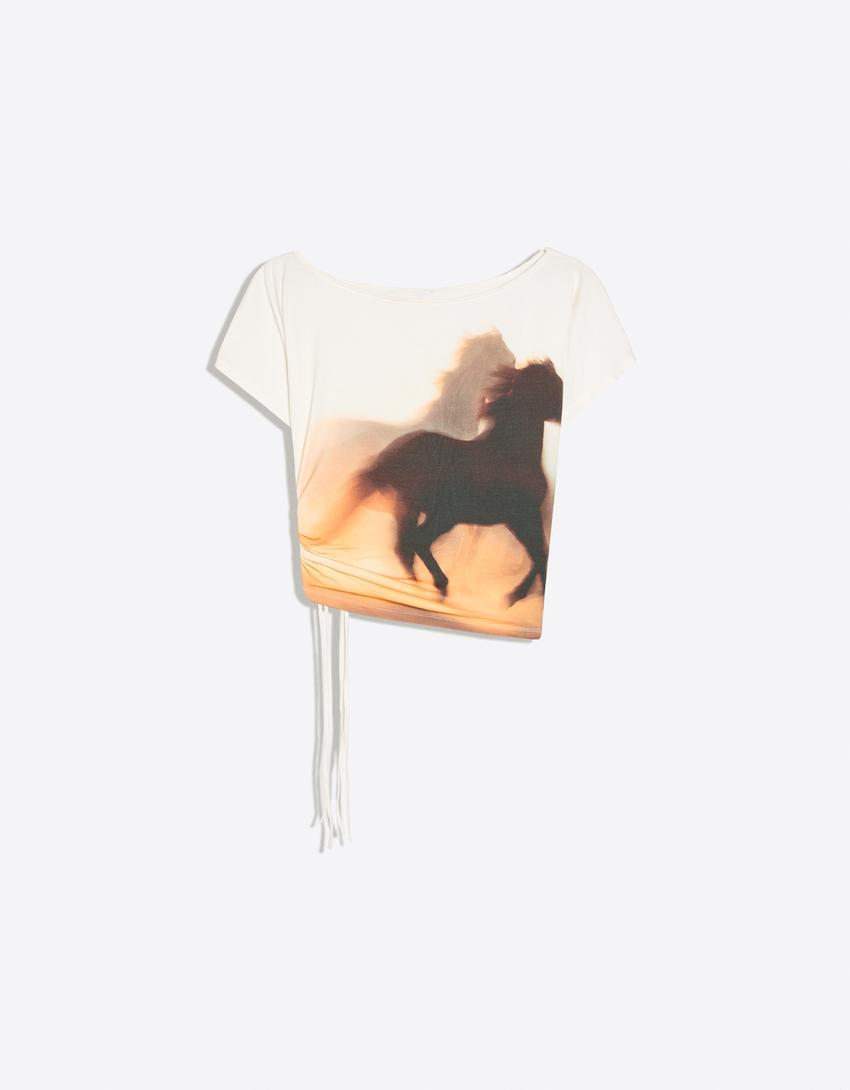 Camiseta manga corta oversize MARINA SENA-Crudo