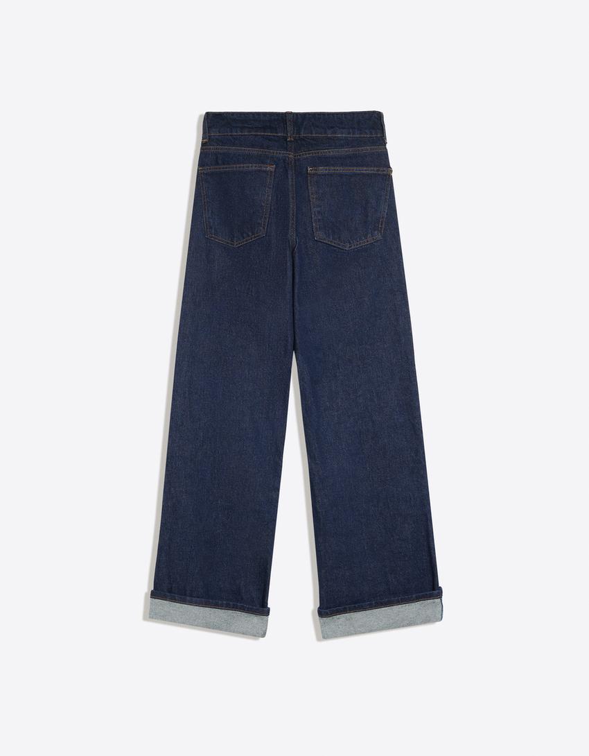 Mid-rise straight jeans-Navy